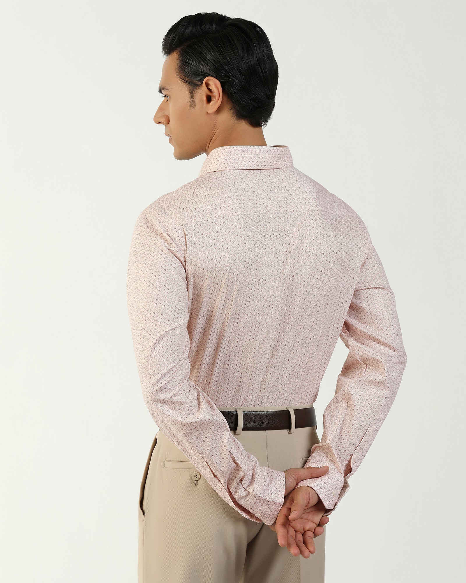 Non Iron Formal Beige Printed Shirt - Valor
