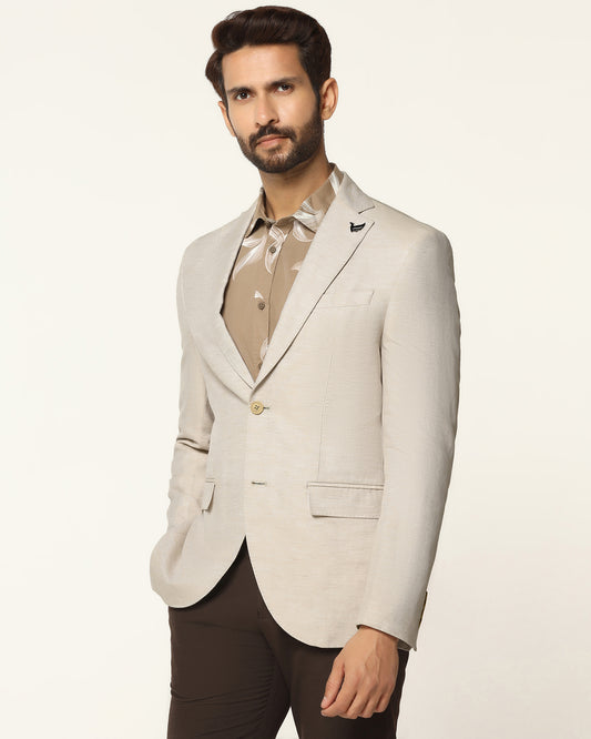 Formal Beige Solid Blazer - Gravity
