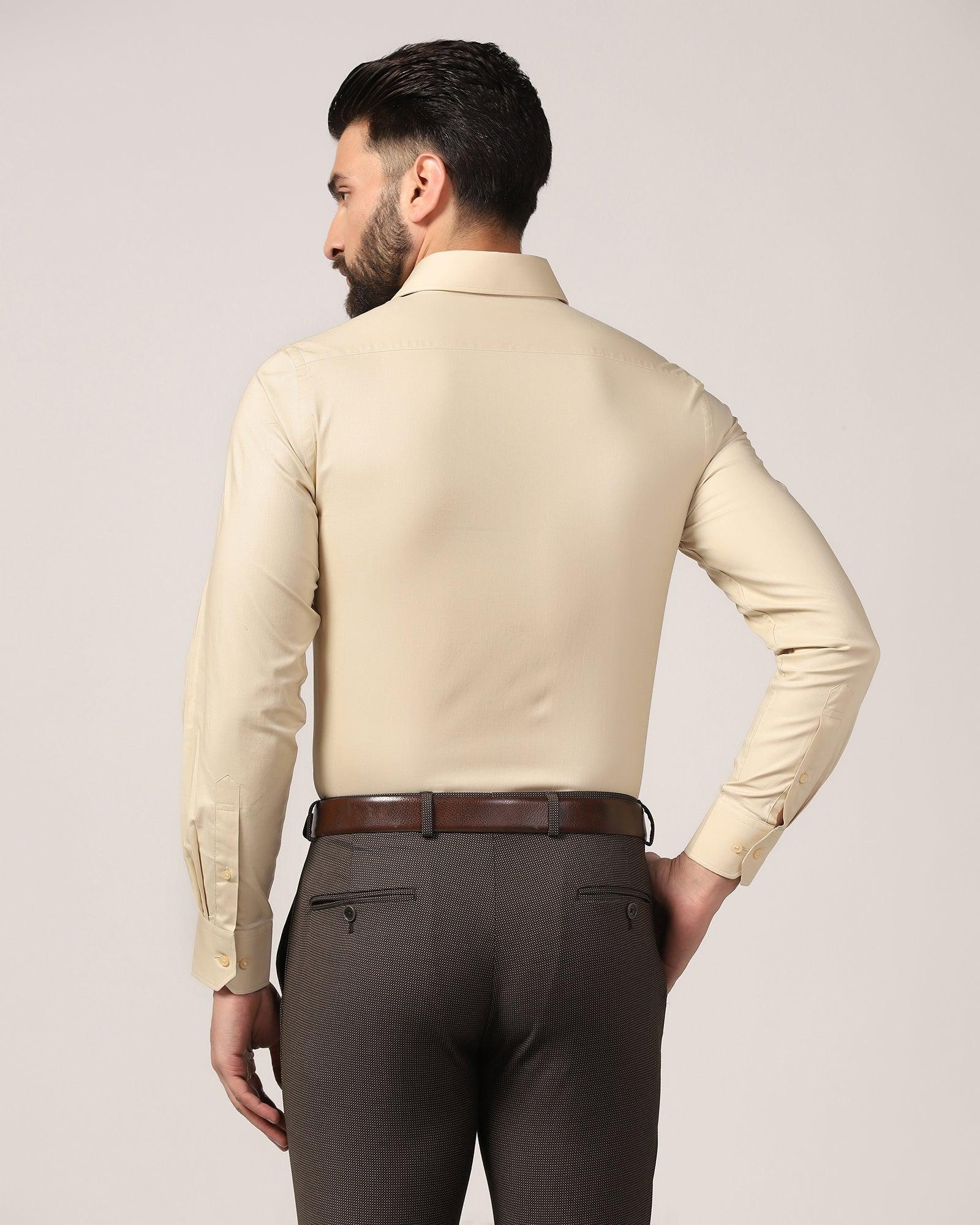 Formal Beige Solid Shirt - Retro - Blackberrys