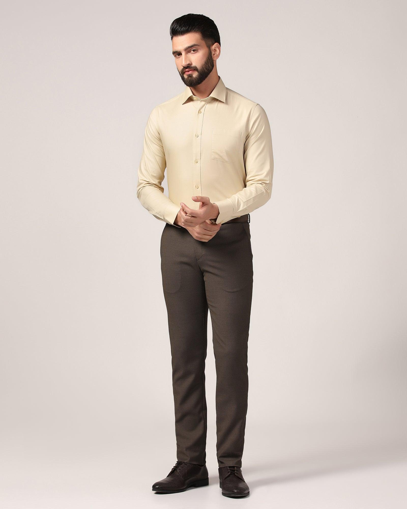 Formal Beige Solid Shirt - Retro - Blackberrys
