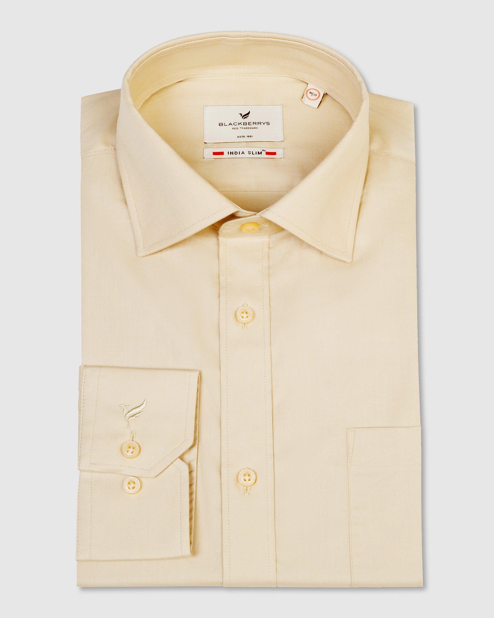 Formal Beige Solid Shirt - Retro - Blackberrys