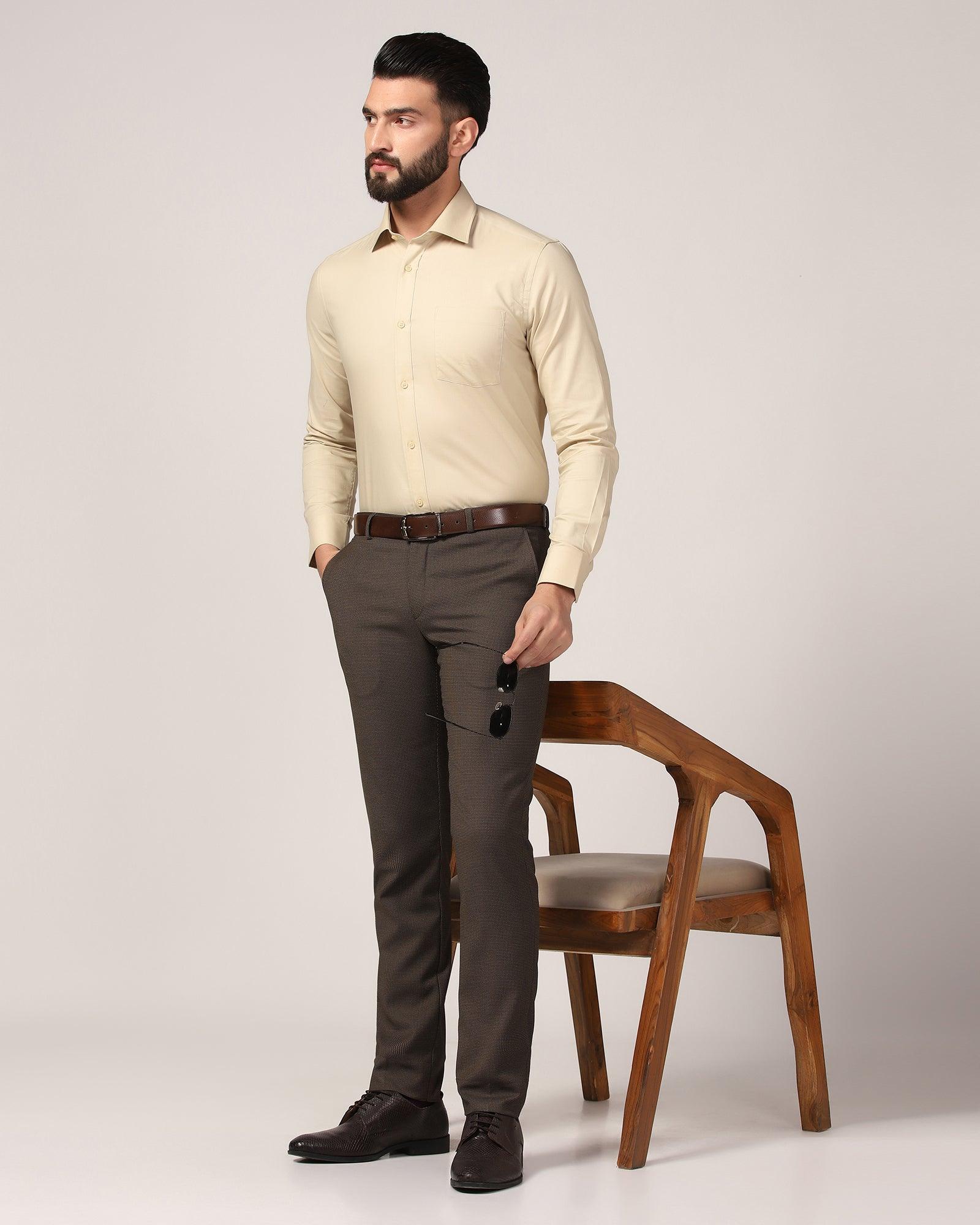 Formal Beige Solid Shirt - Retro - Blackberrys
