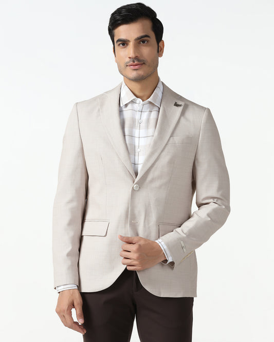 Formal Beige Textured Blazer - Barca