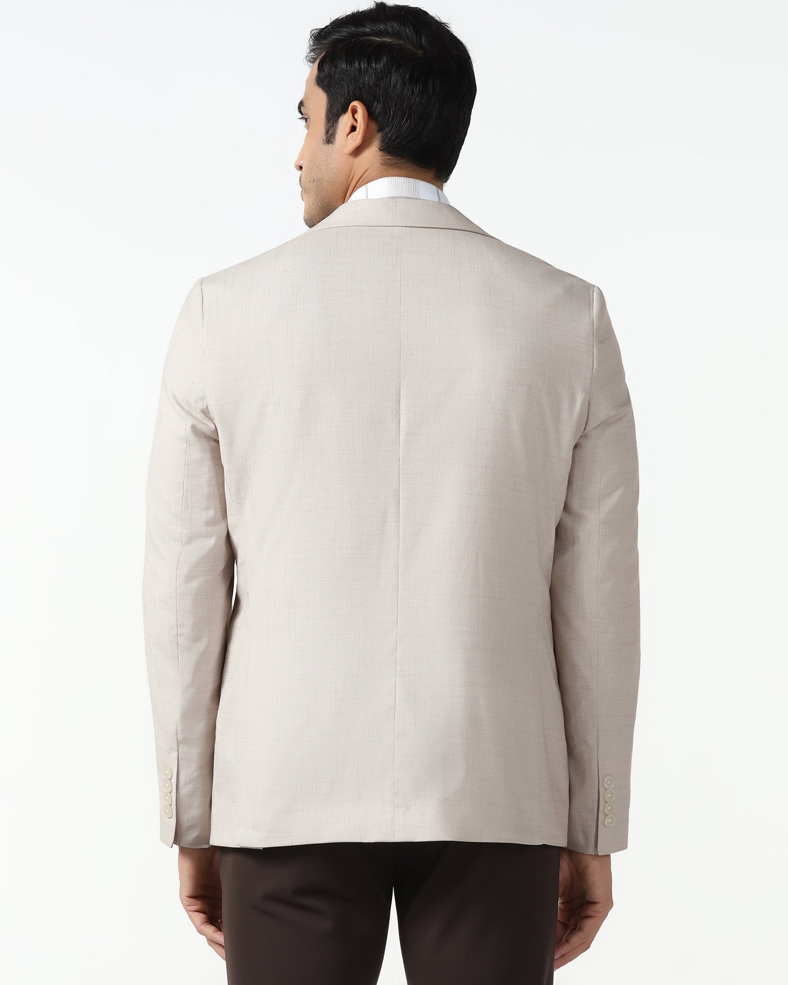 Formal Beige Textured Blazer - Barca