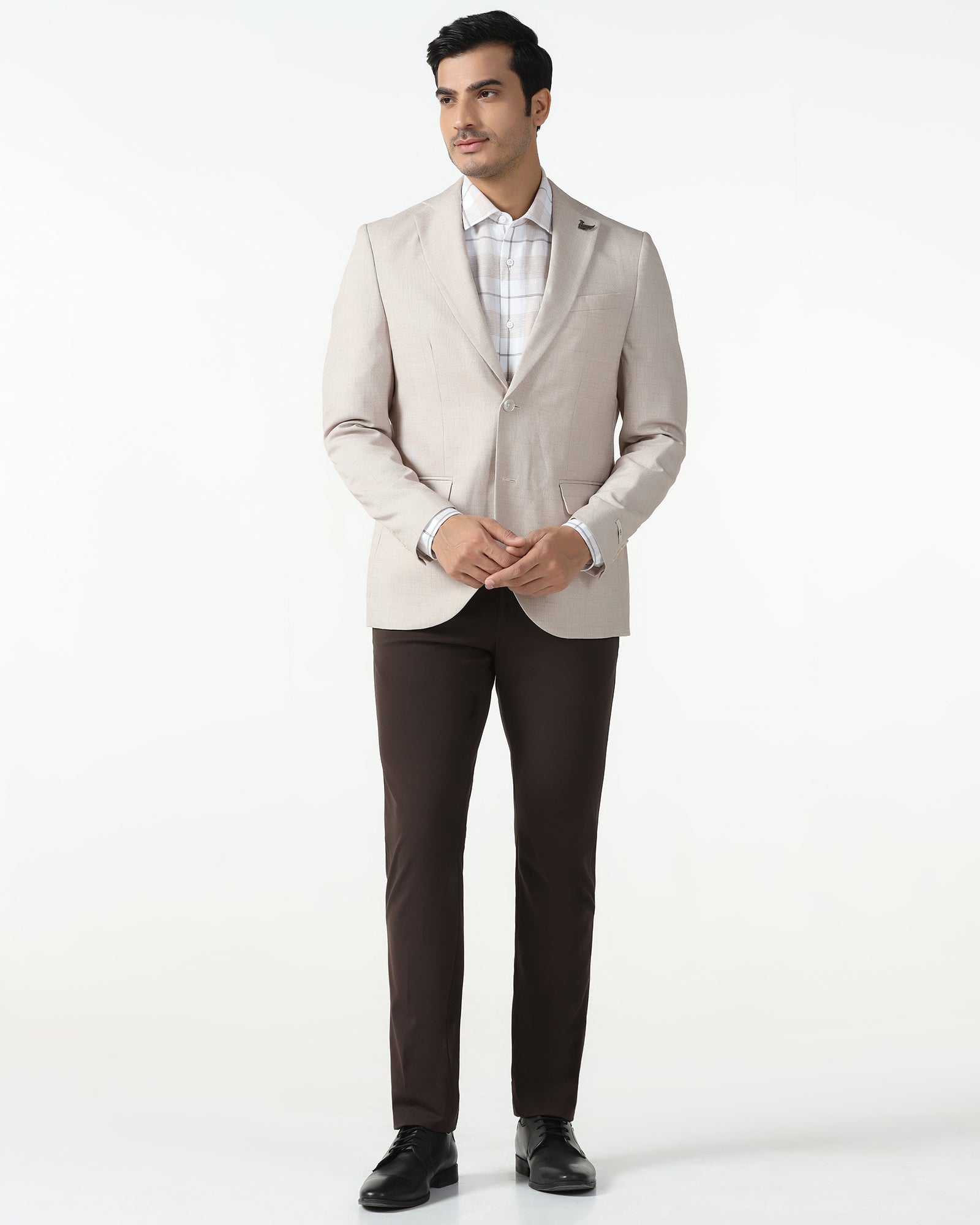 Formal Beige Textured Blazer - Barca