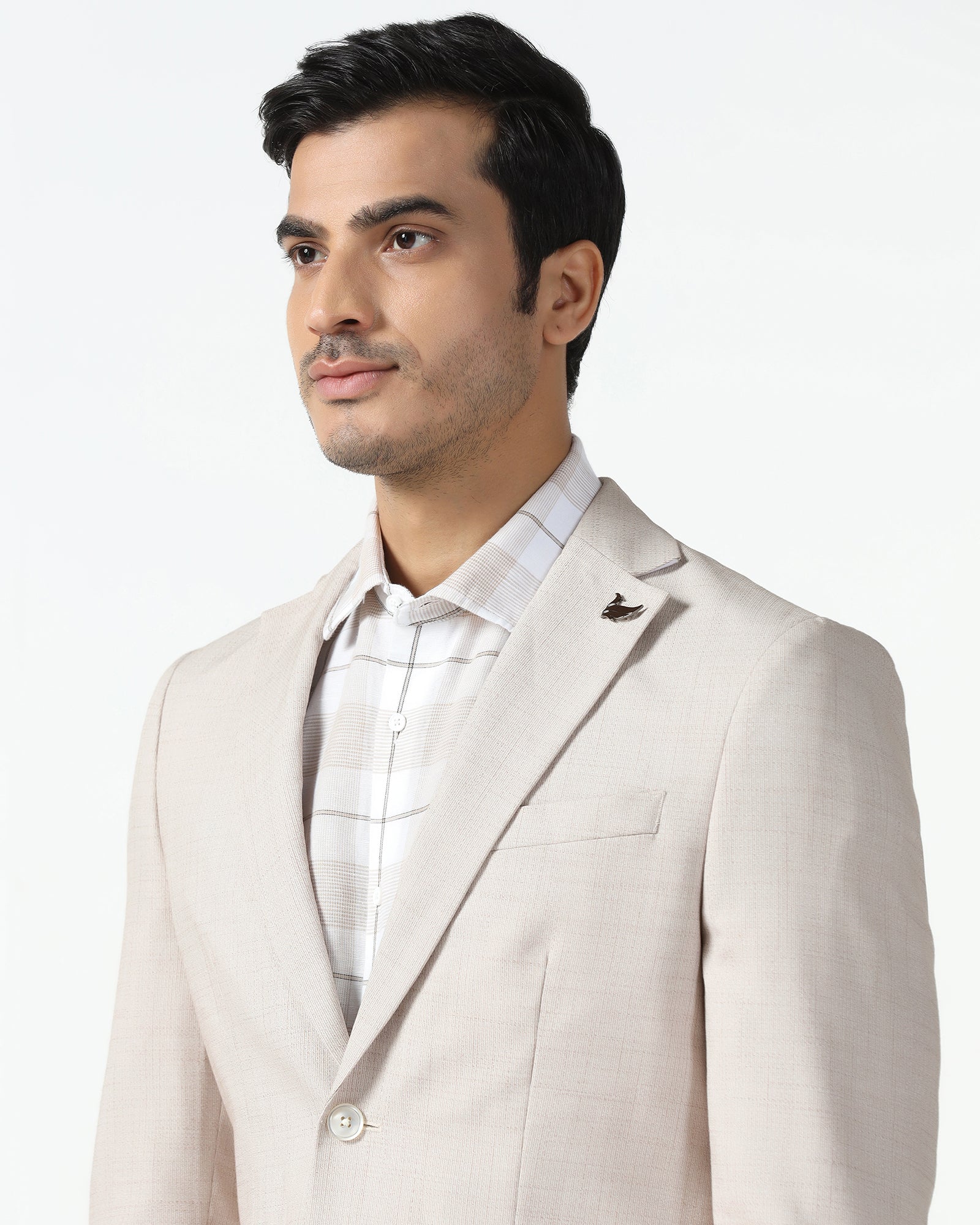 Formal Beige Textured Blazer - Barca