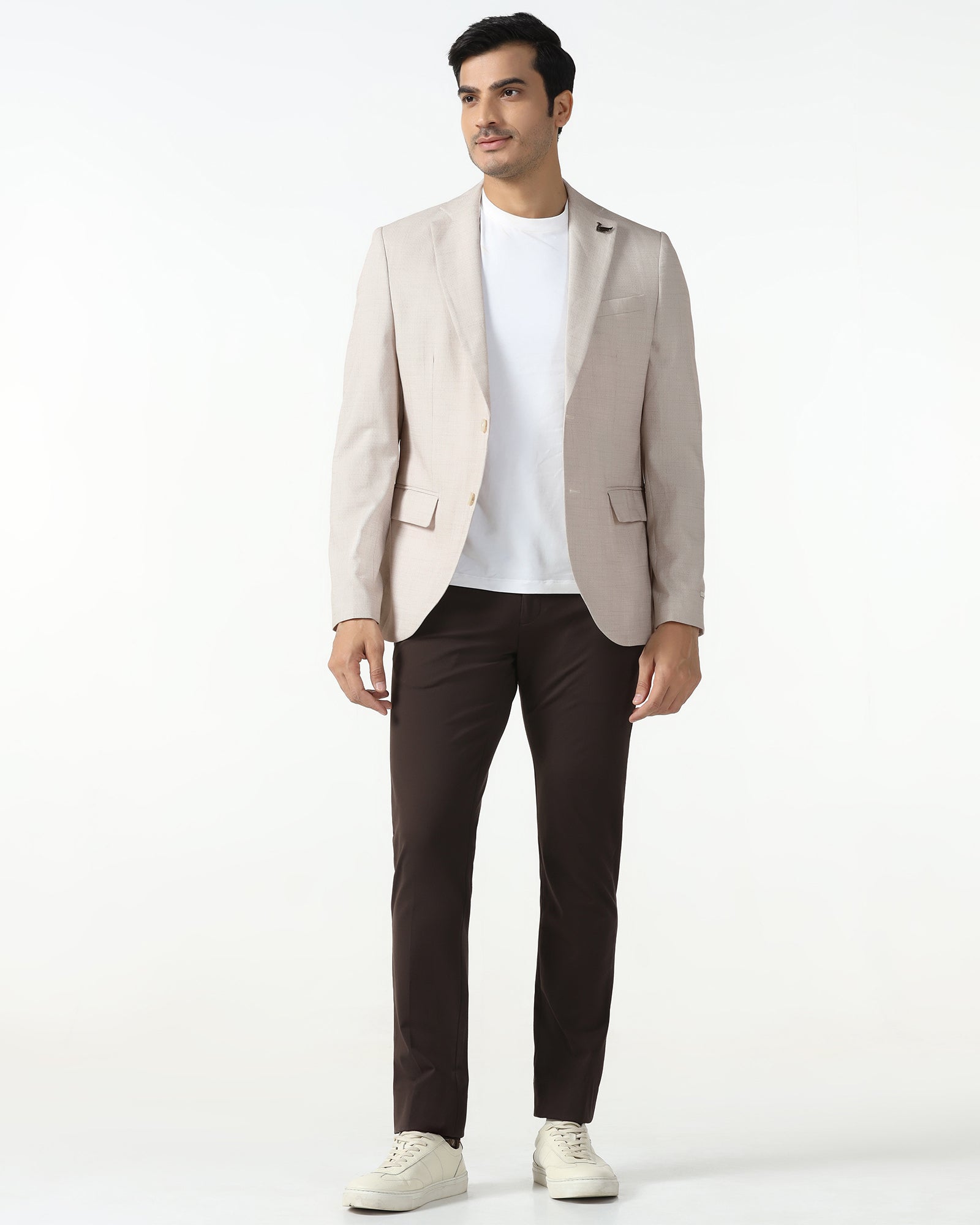 Formal Beige Textured Blazer - Barca