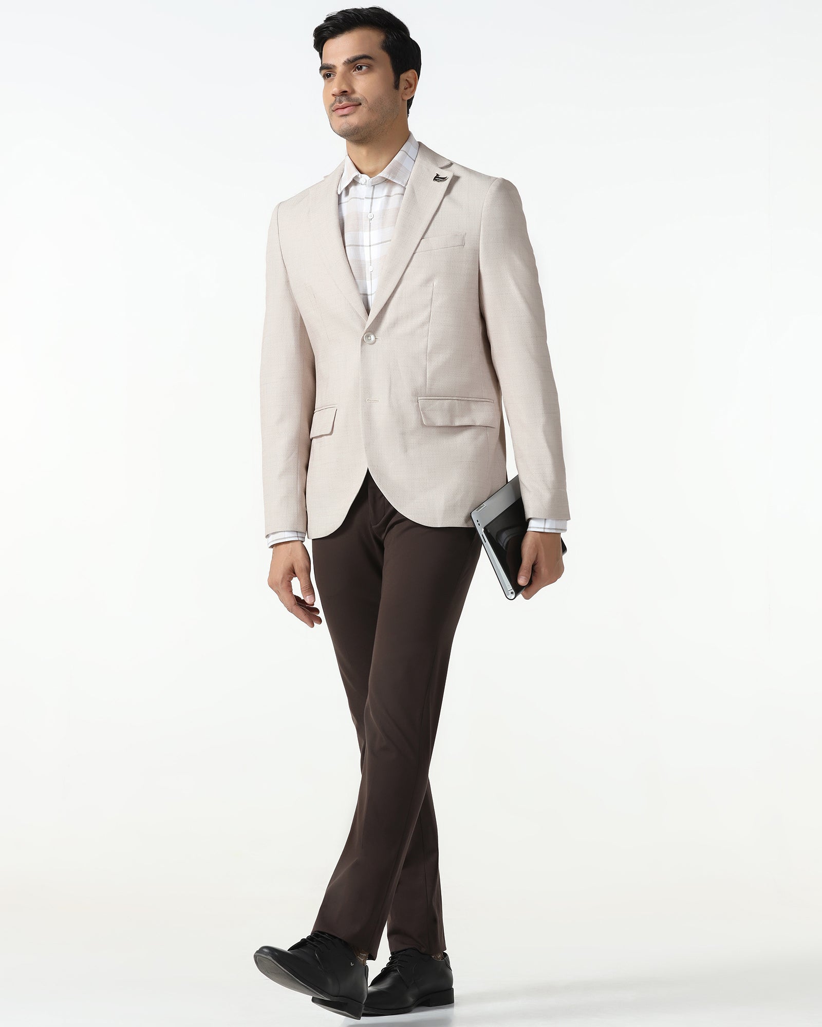 Formal Beige Textured Blazer - Barca