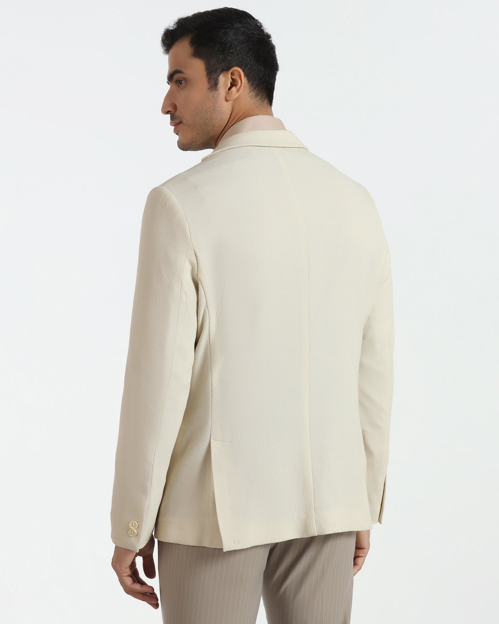 Formal Beige Textured Blazer - Caron