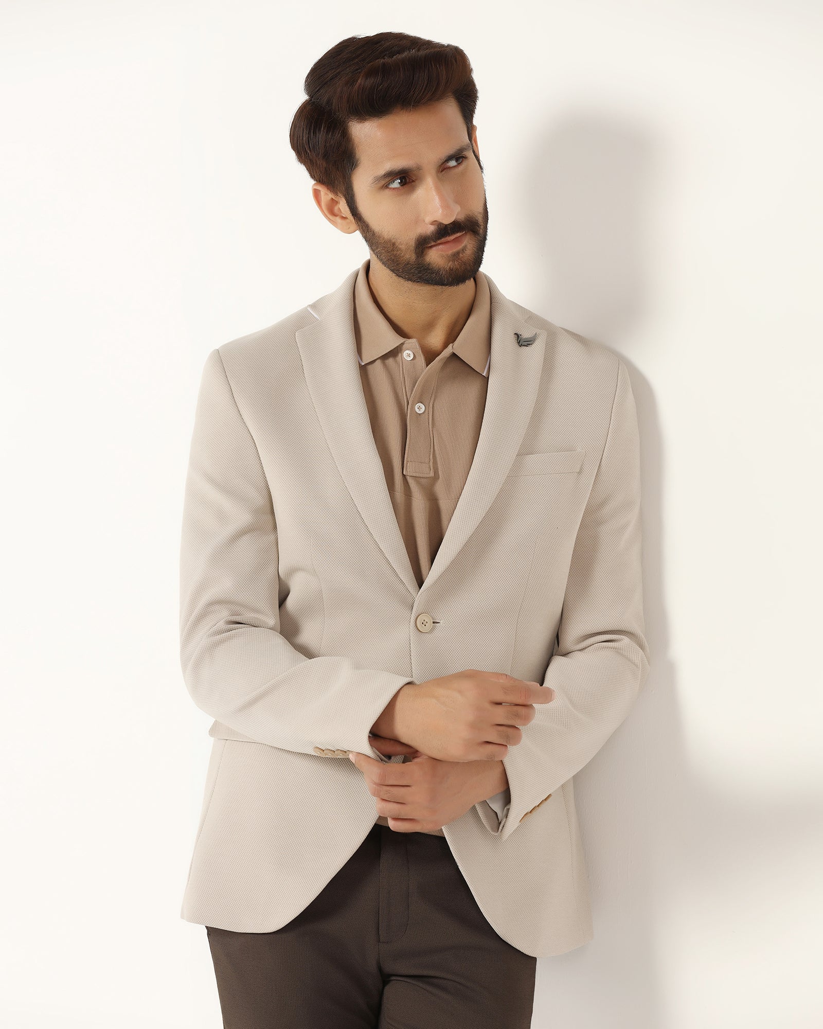 Formal Beige Textured Blazer - Revlon