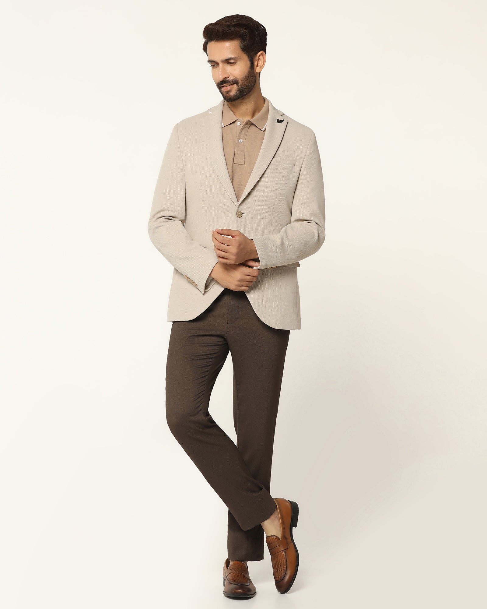 Formal Beige Textured Blazer - Revlon