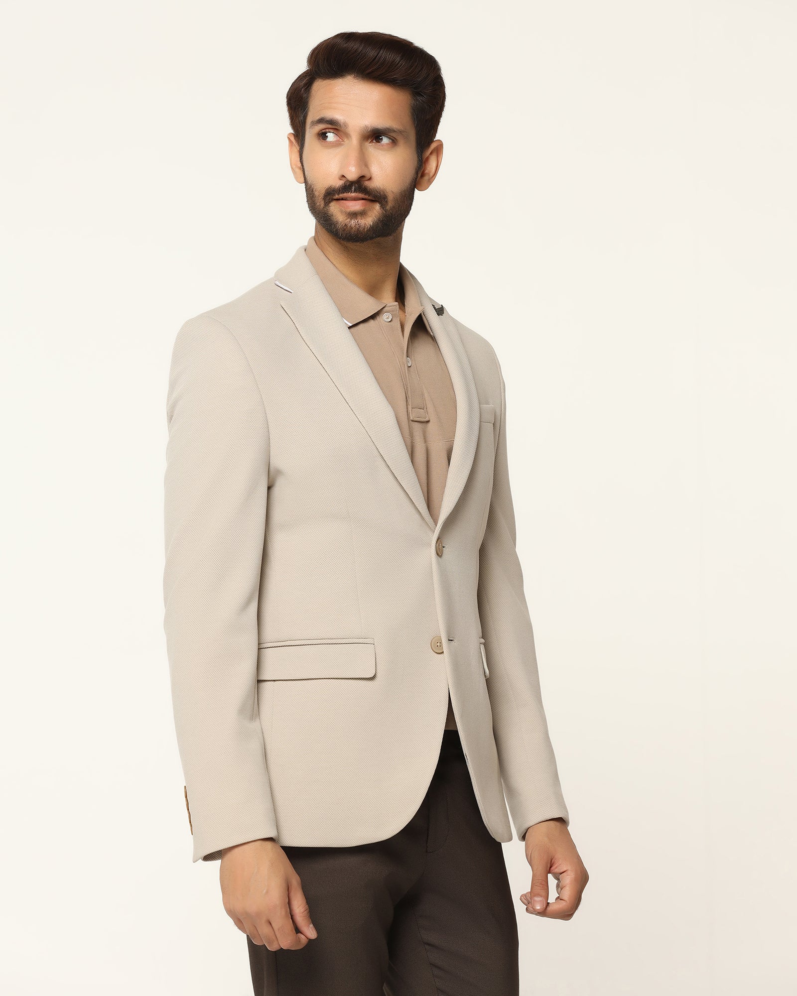 Formal Beige Textured Blazer - Revlon