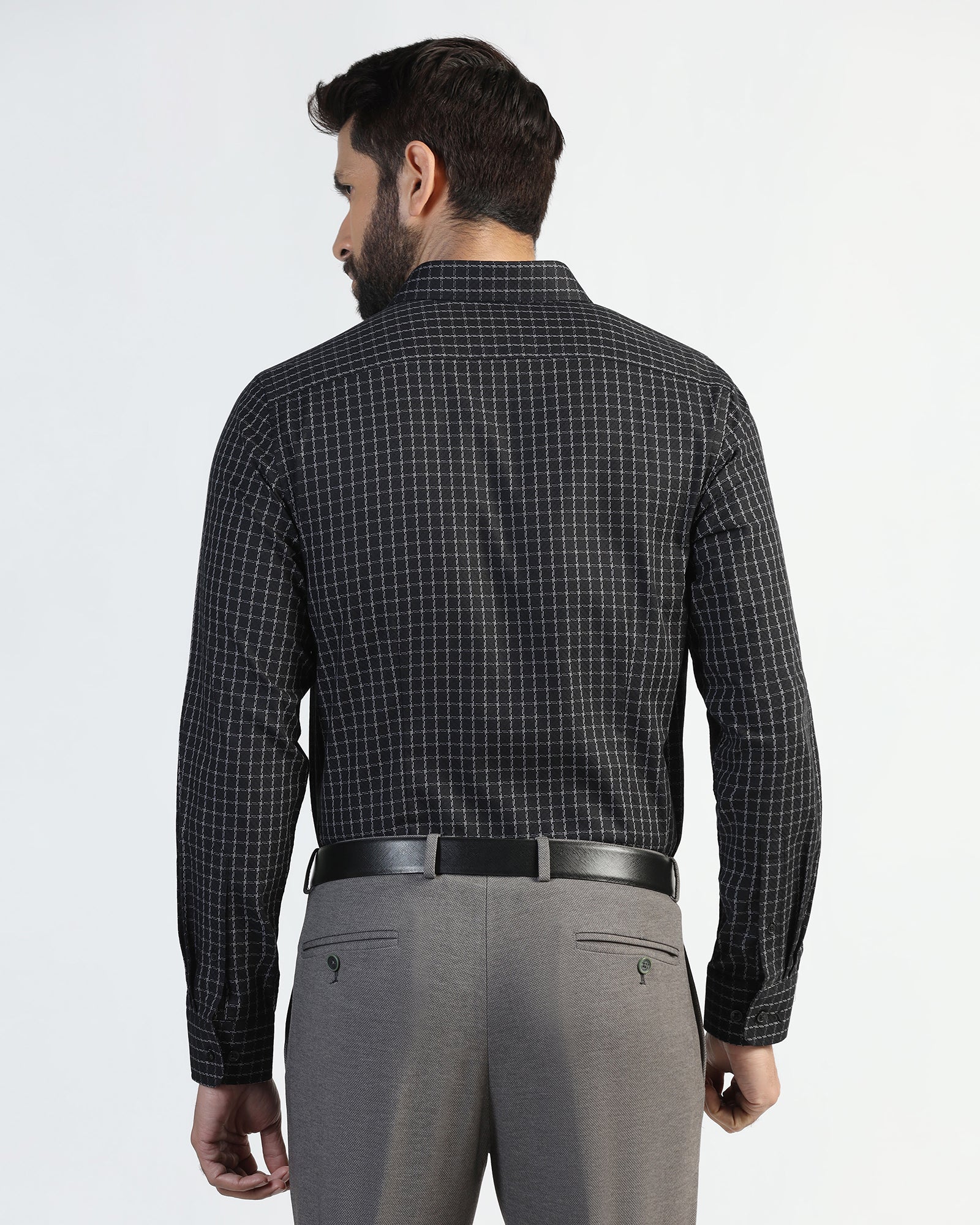 Formal Black Check Shirt - Drone