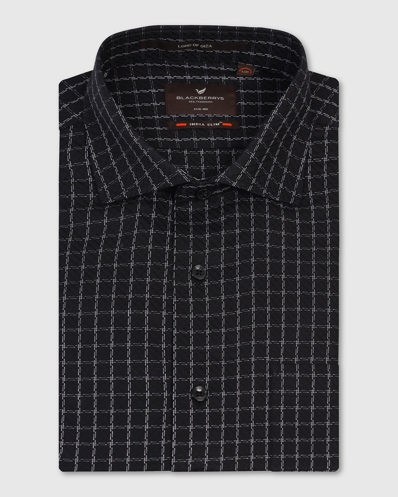 Formal Black Check Shirt - Drone
