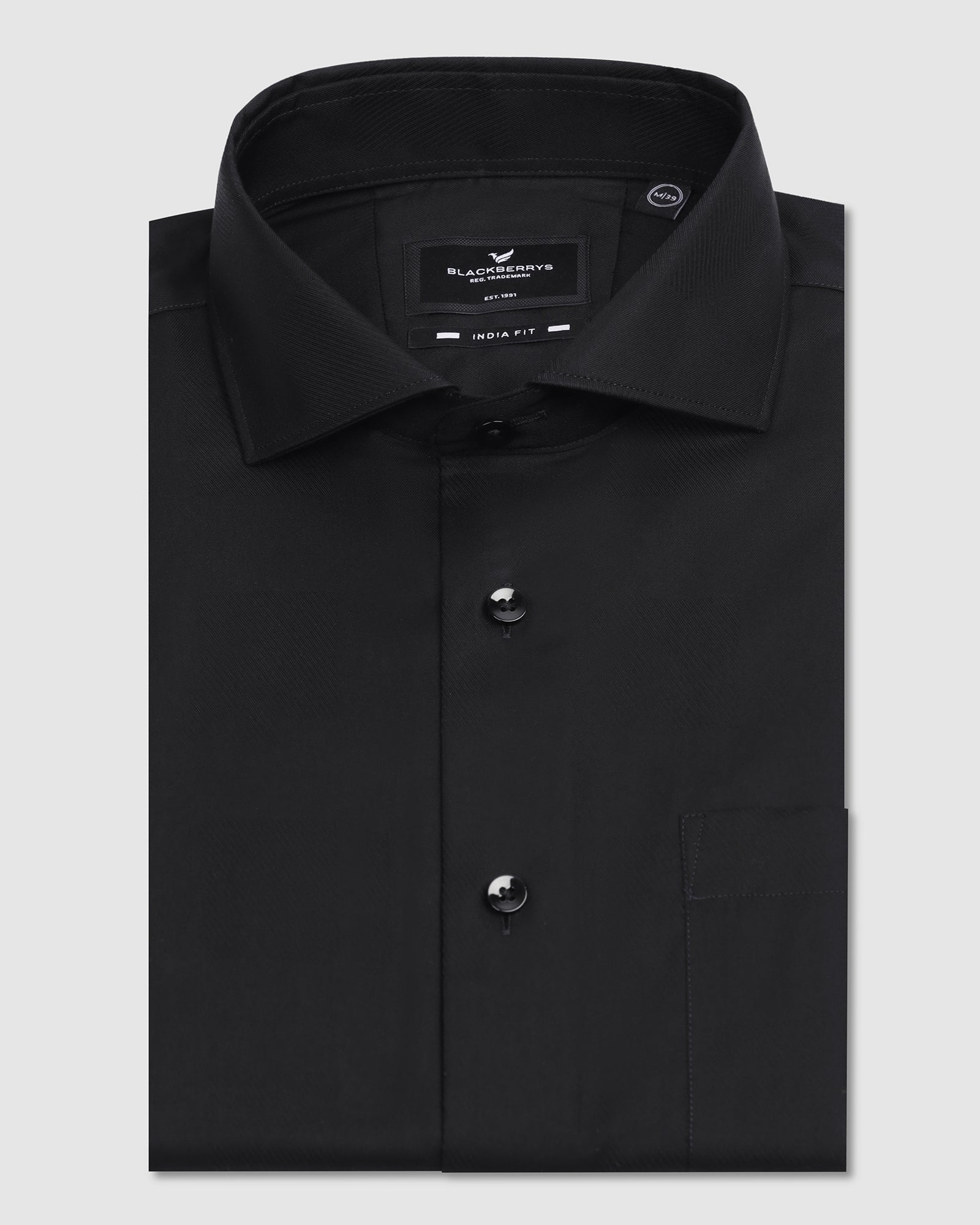 Non Iron Formal Black Check Shirt - Sky
