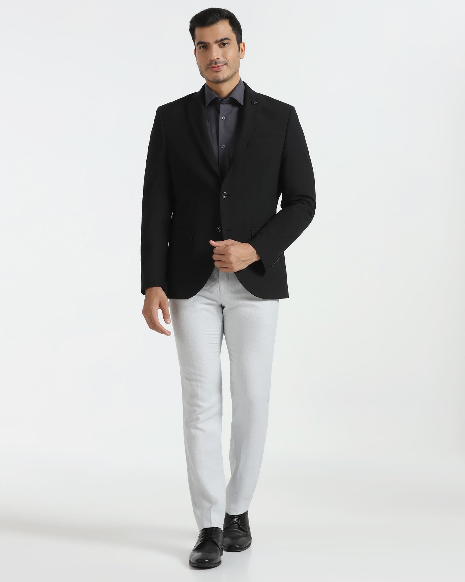 Formal Black Solid Blazer - Vacson