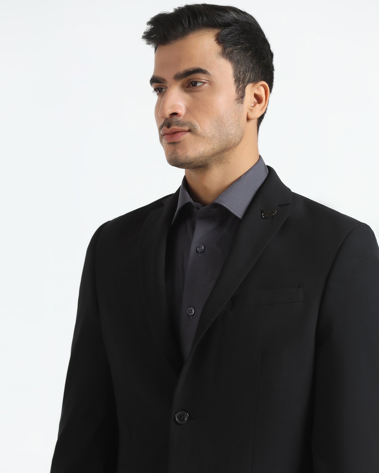 Formal Black Solid Blazer - Vacson