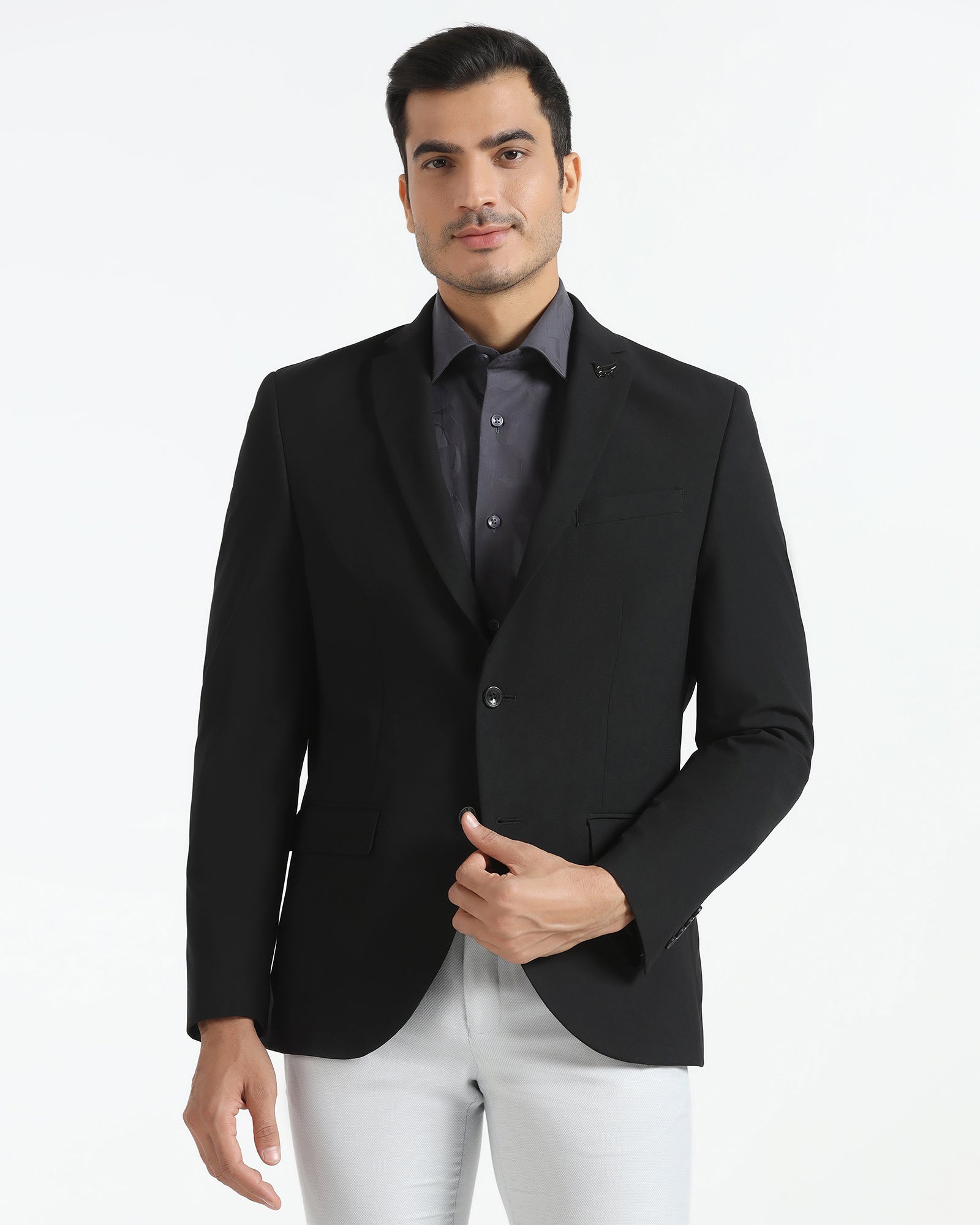 Formal Black Solid Blazer - Vacson
