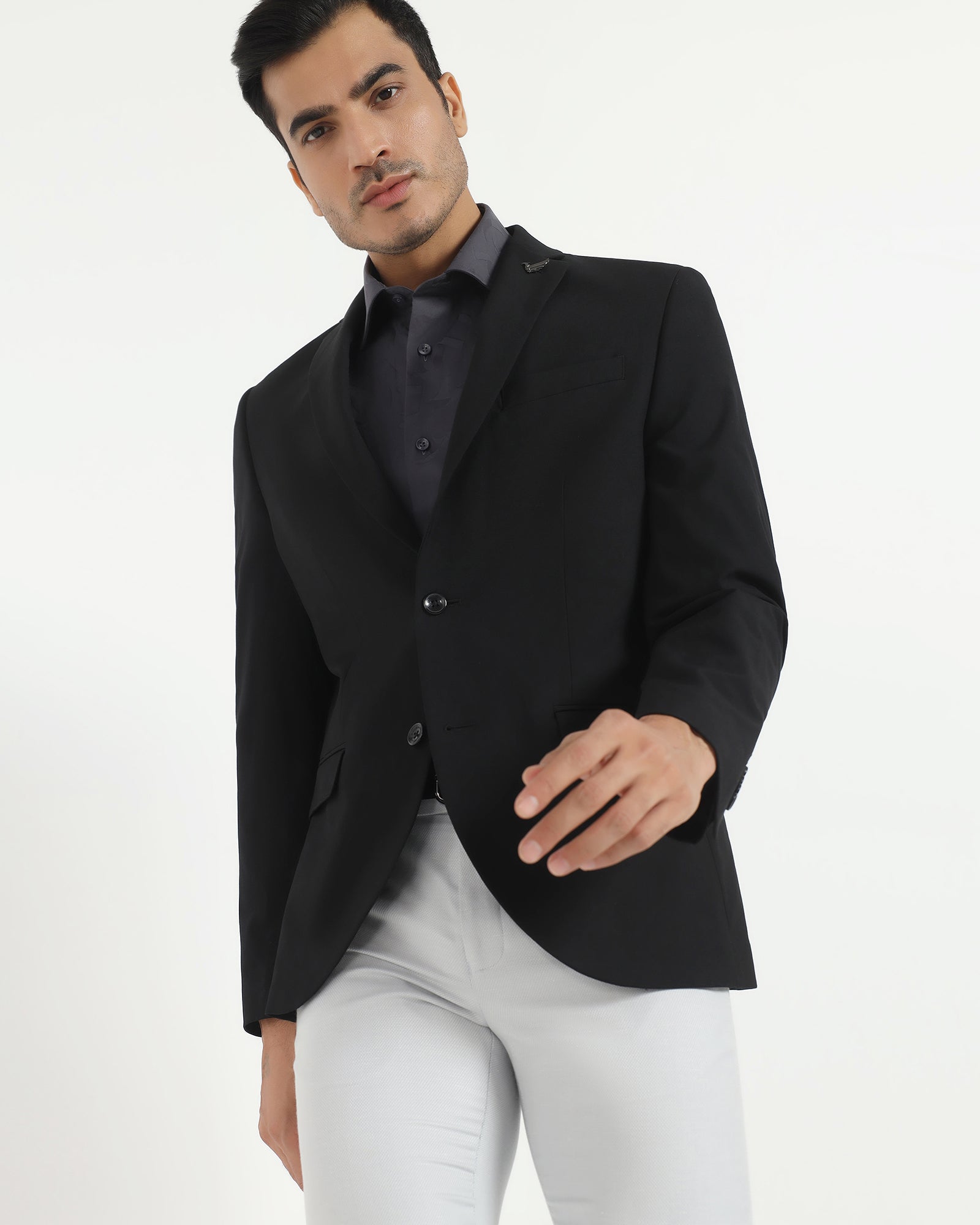 Formal Black Solid Blazer - Vacson