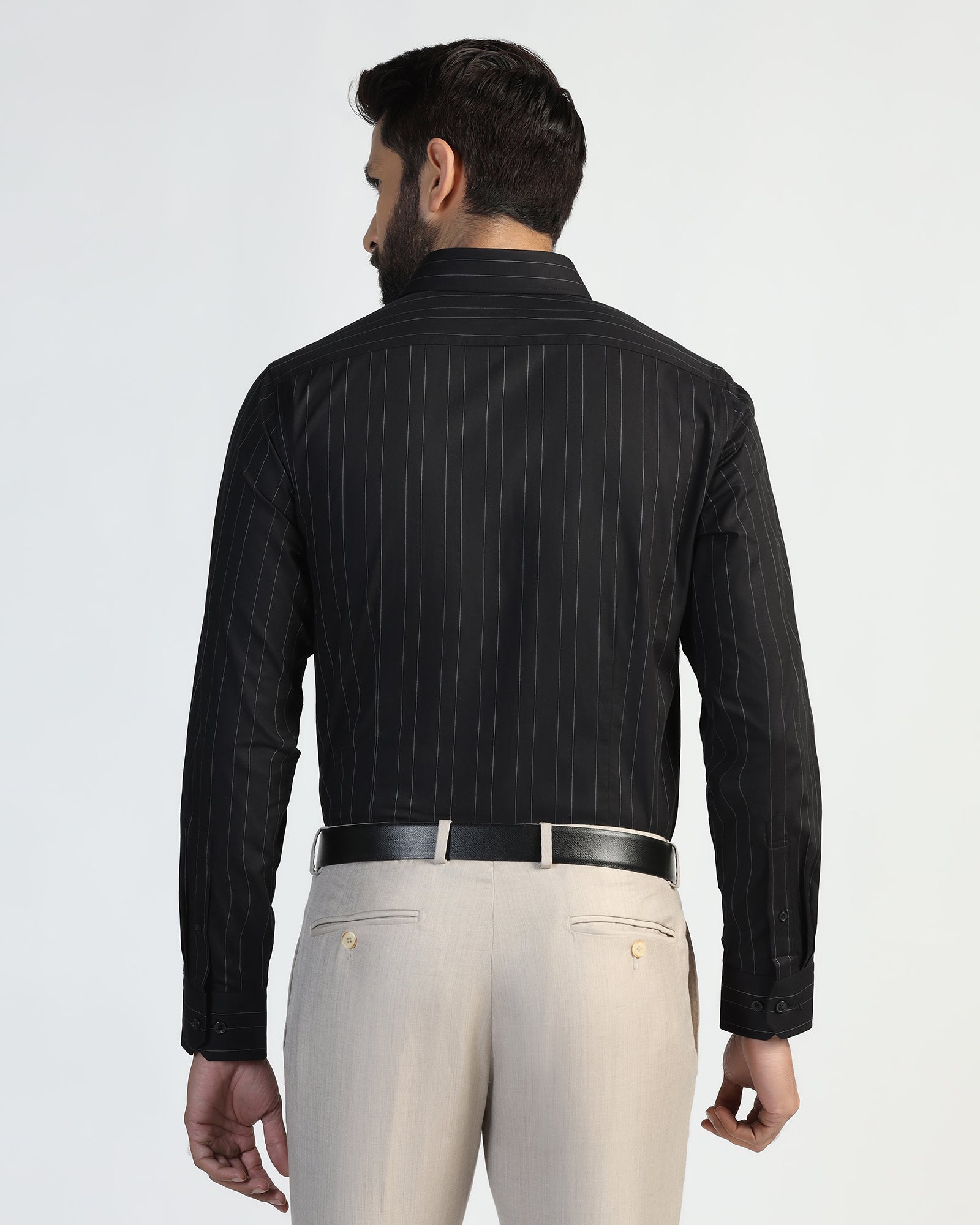 Formal Black Stripe Shirt - Austin