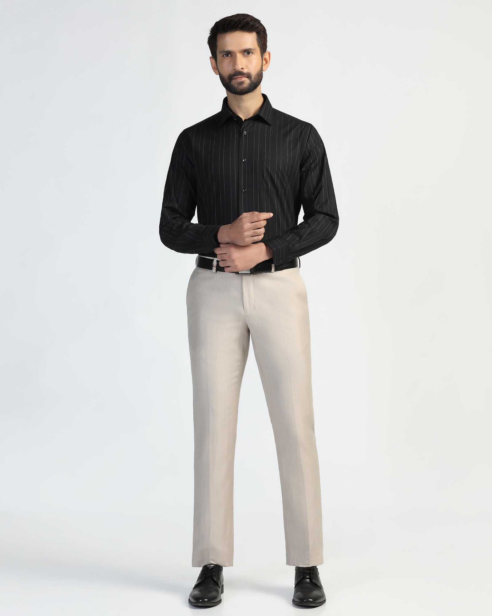 Formal Black Stripe Shirt - Austin