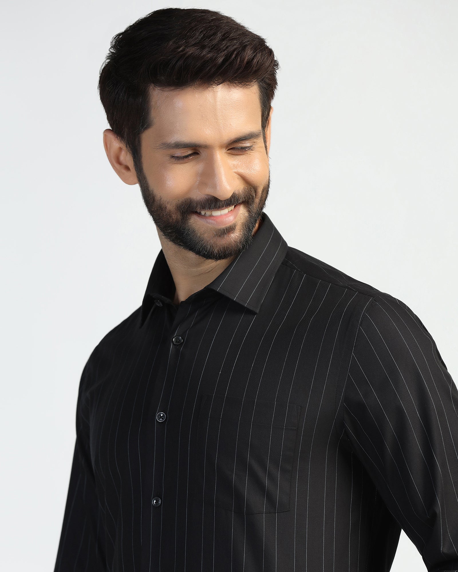 Formal Black Stripe Shirt - Austin