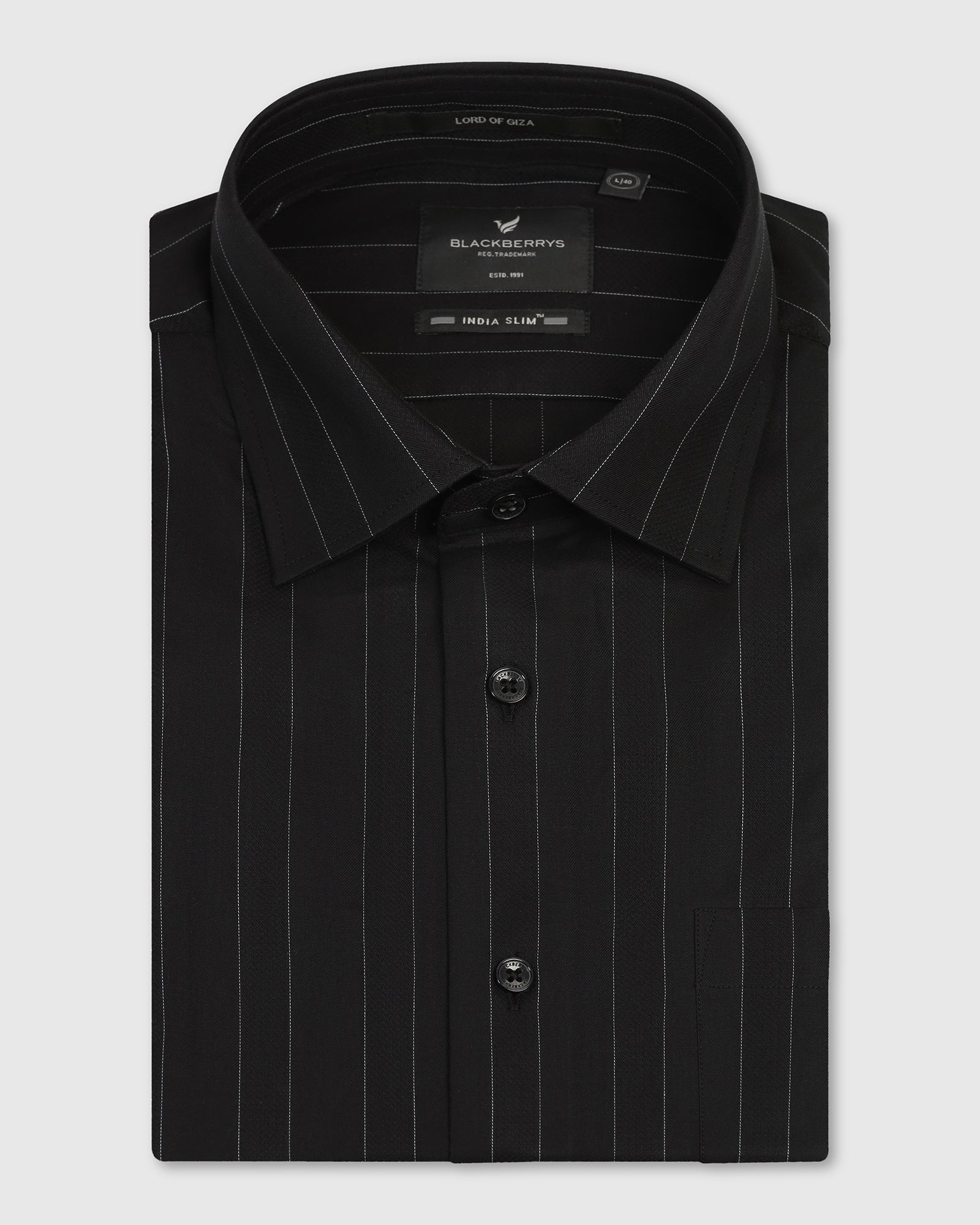 Formal Black Stripe Shirt - Austin