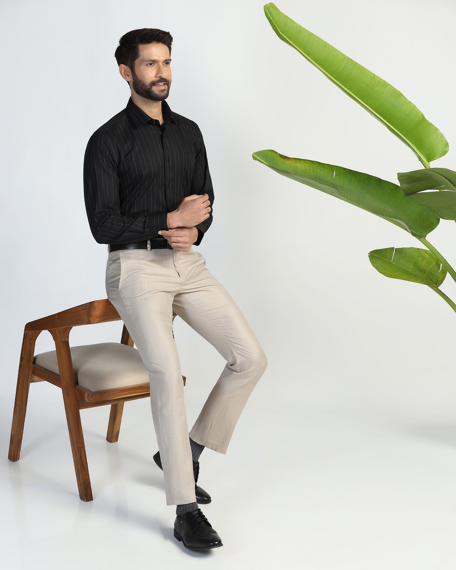 Formal Black Stripe Shirt - Austin