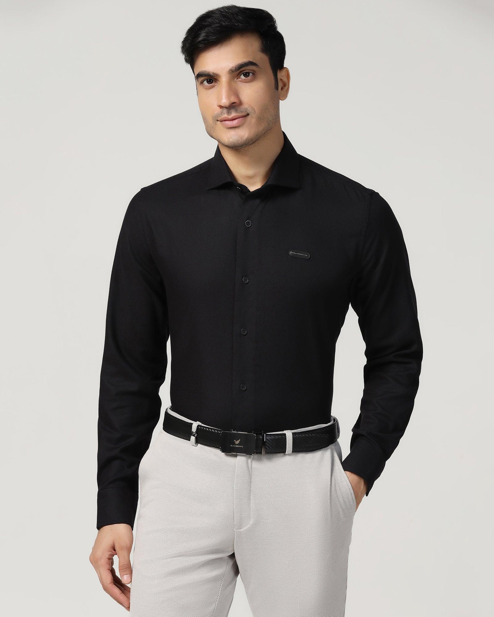 Non Iron Formal Black Textured Shirt - Cos