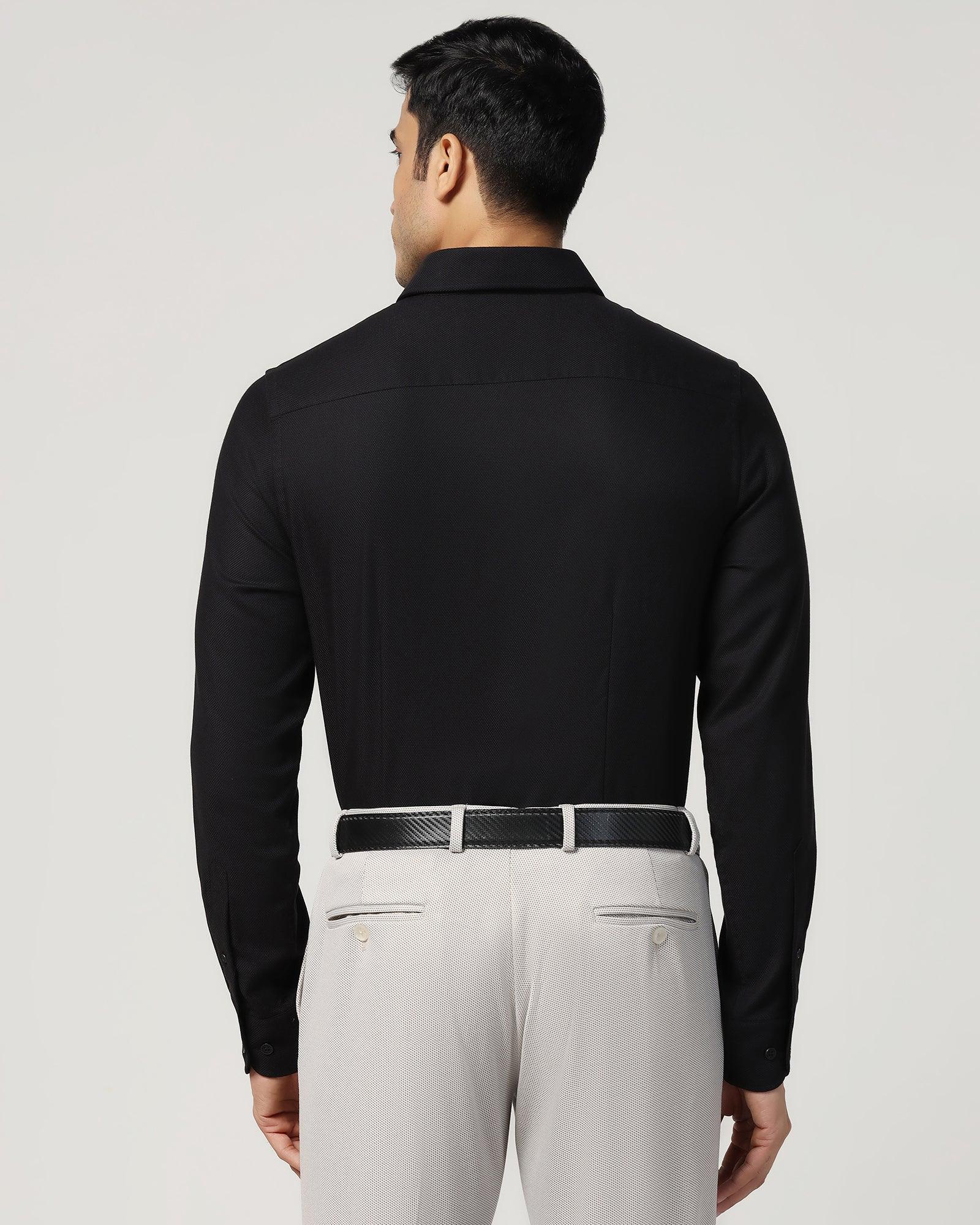 Non Iron Formal Black Textured Shirt - Cos