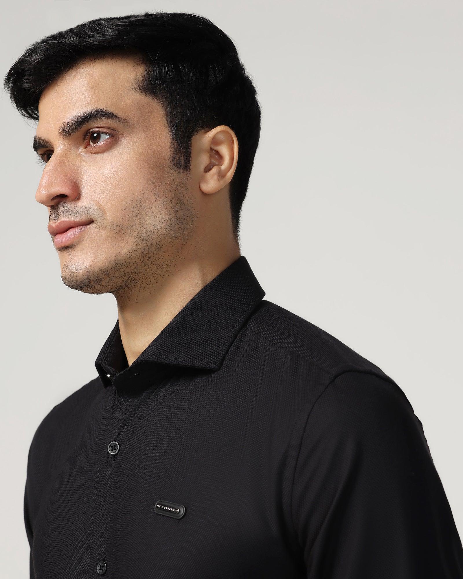 Non Iron Formal Black Textured Shirt - Cos