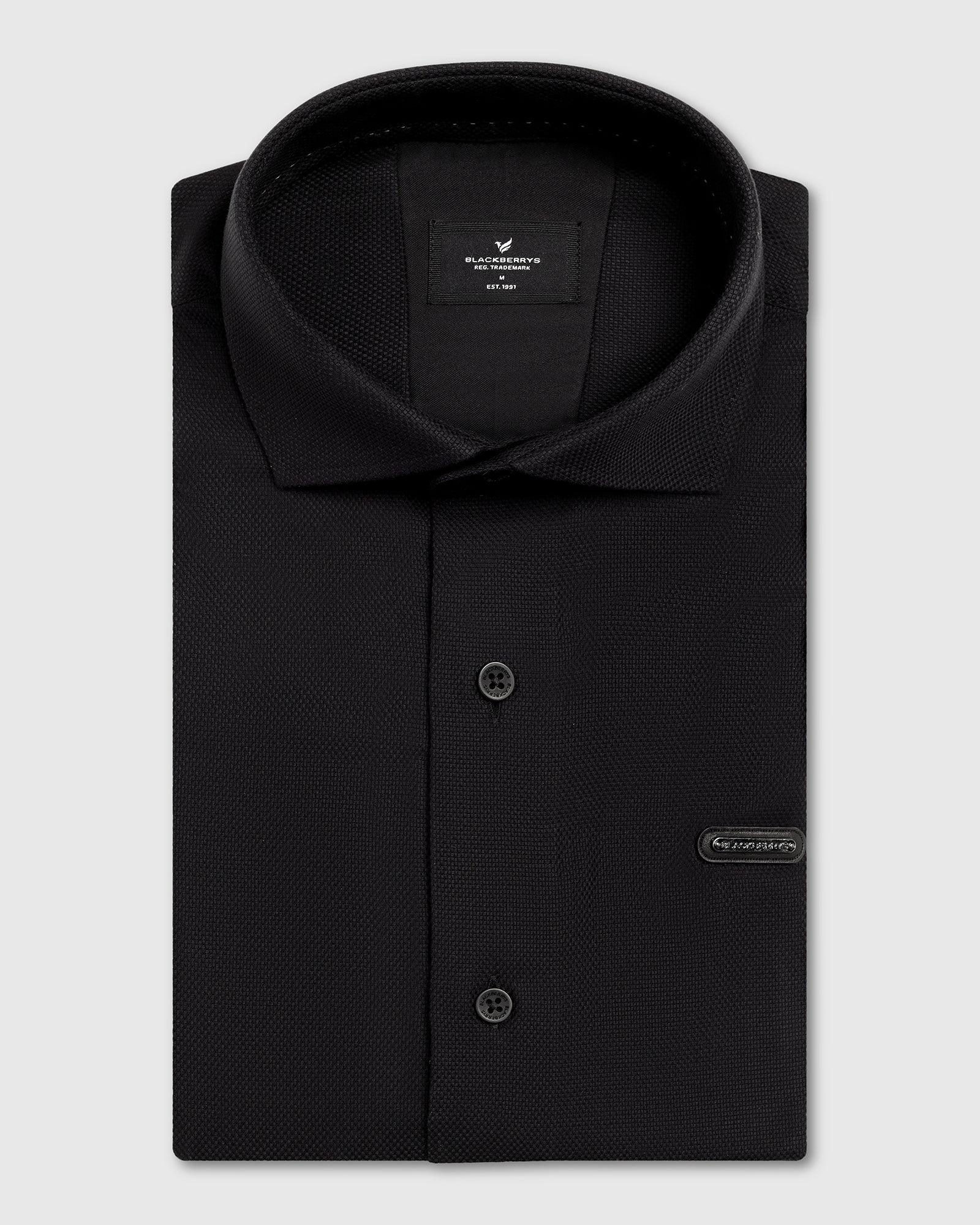 Non Iron Formal Black Textured Shirt - Cos