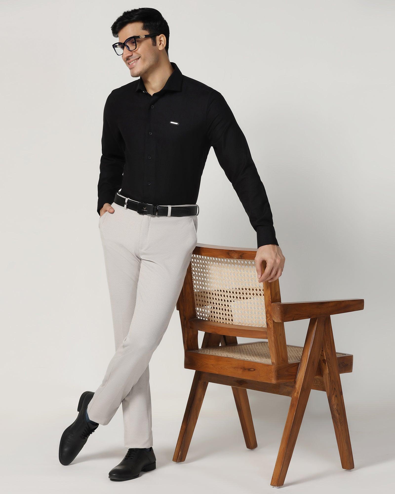 Non Iron Formal Black Textured Shirt - Cos