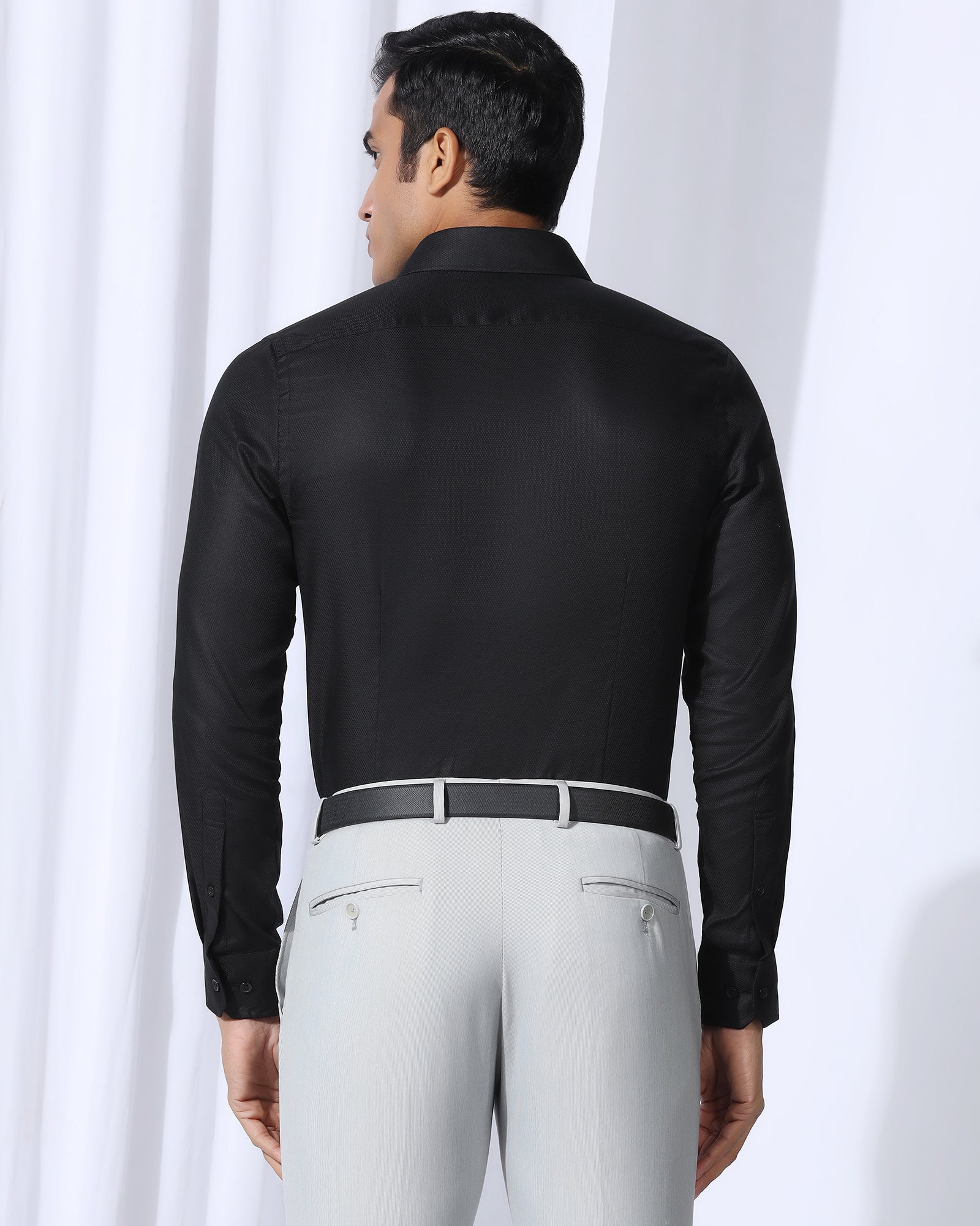 Formal Black Textured Shirt - Evolve