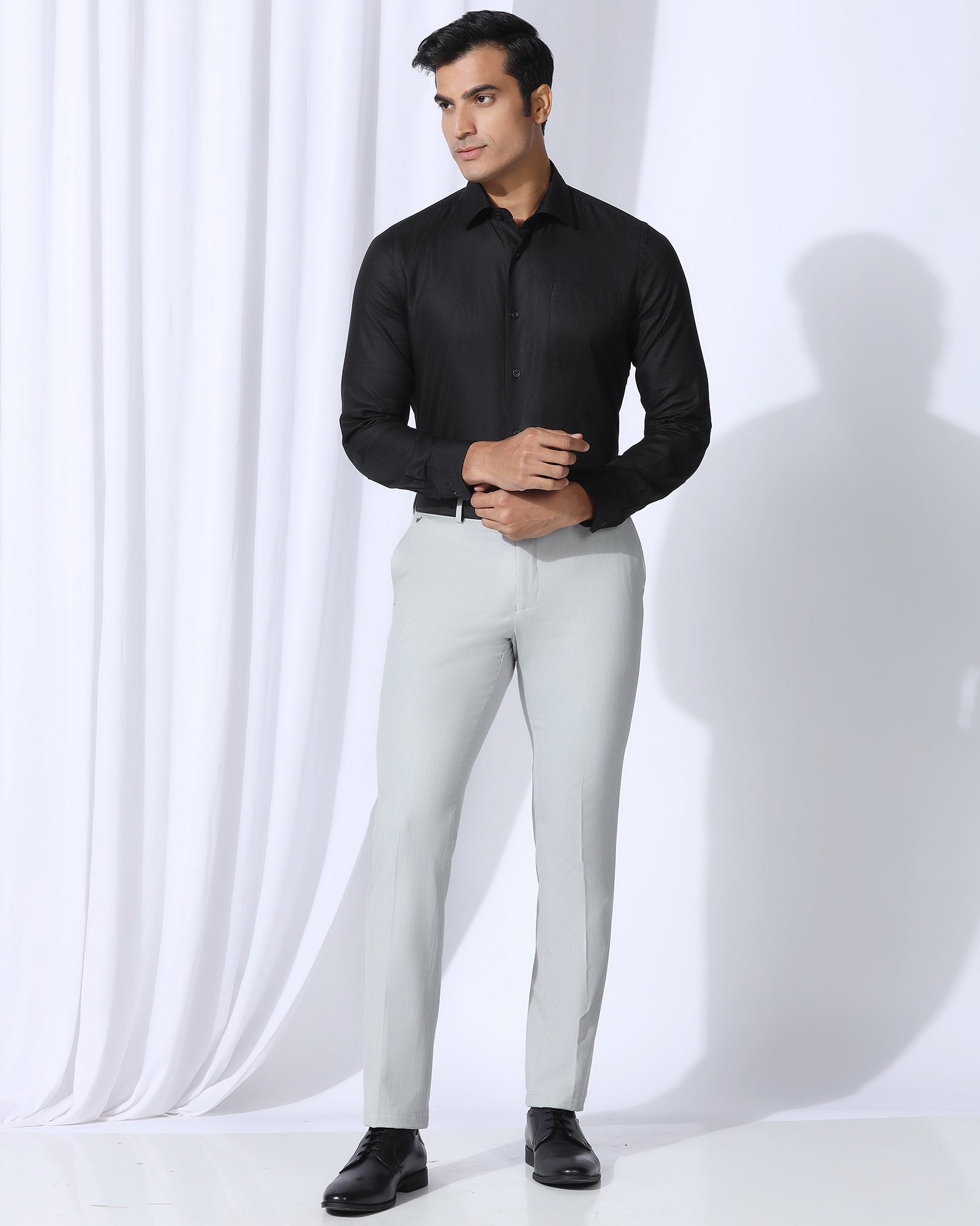 Formal Black Textured Shirt - Evolve