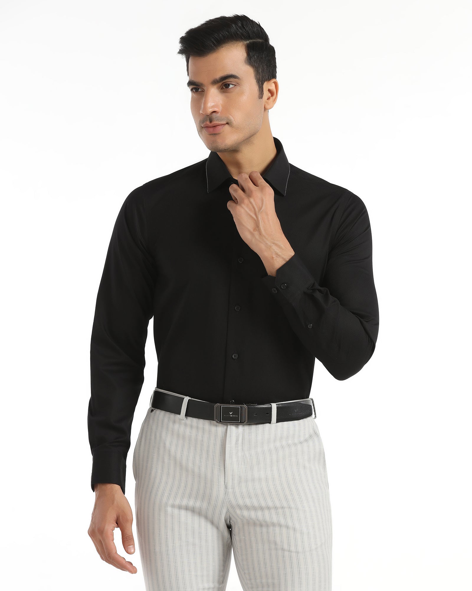 Formal Black Textured Shirt - Float