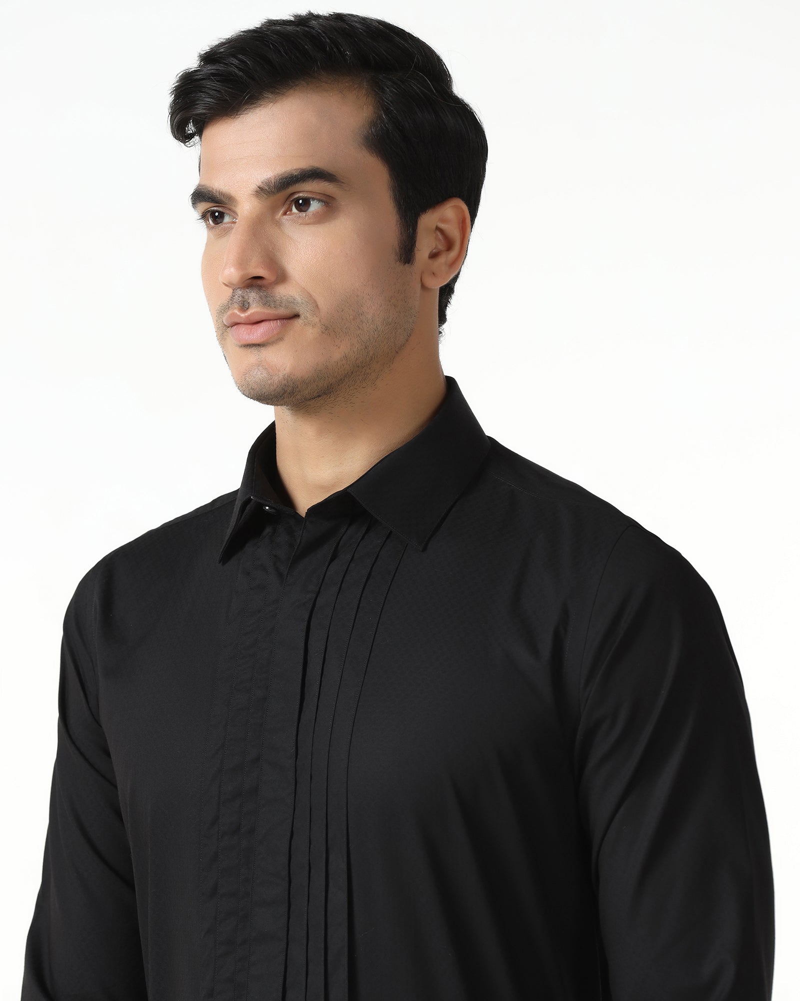 Formal Black Textured Shirt - Rock