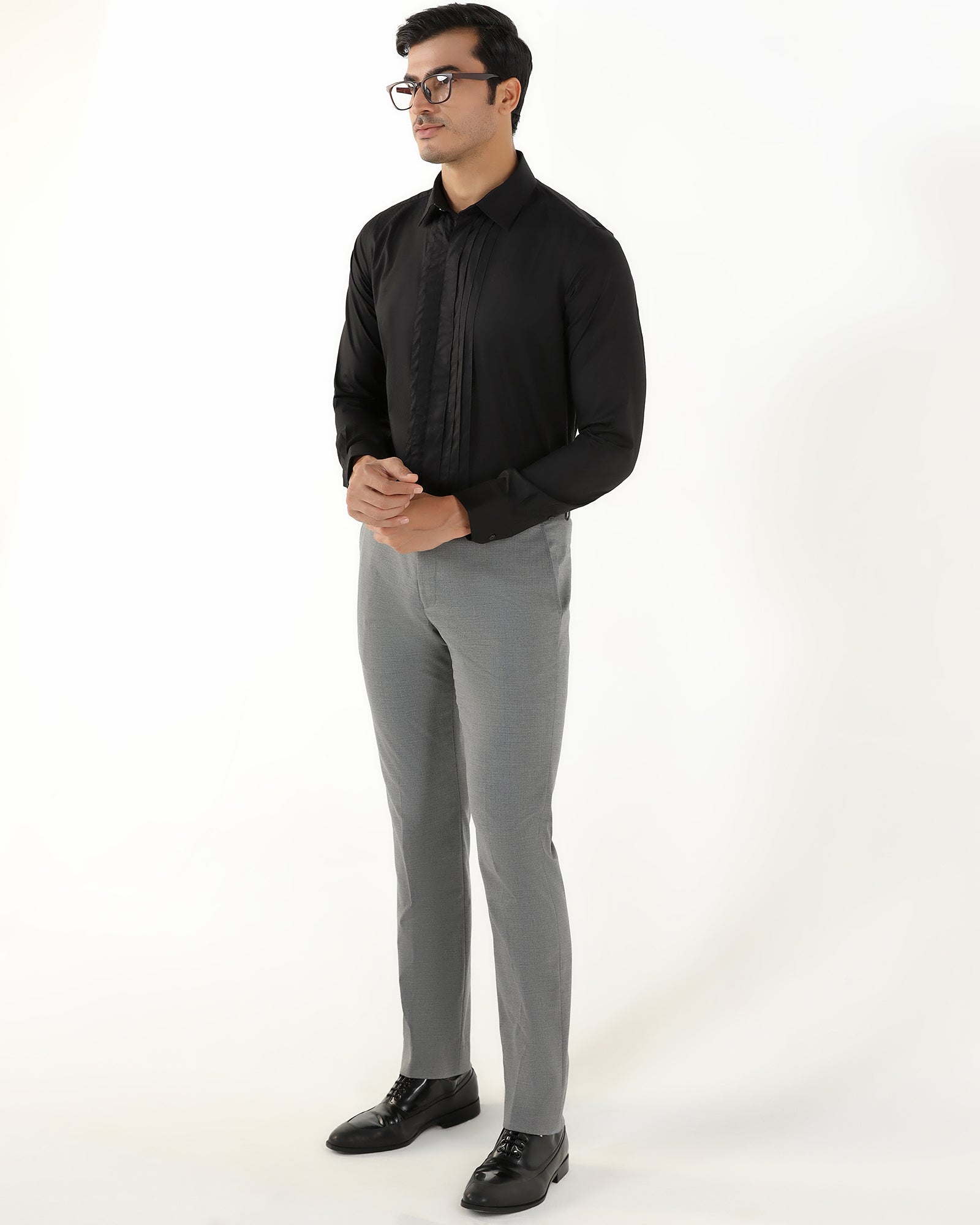 Formal Black Textured Shirt - Rock