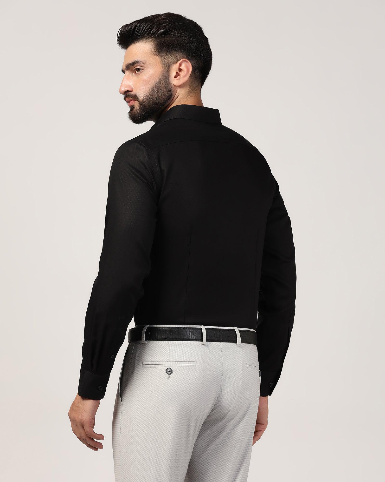 Formal Black Textured Shirt - Wager - Blackberrys