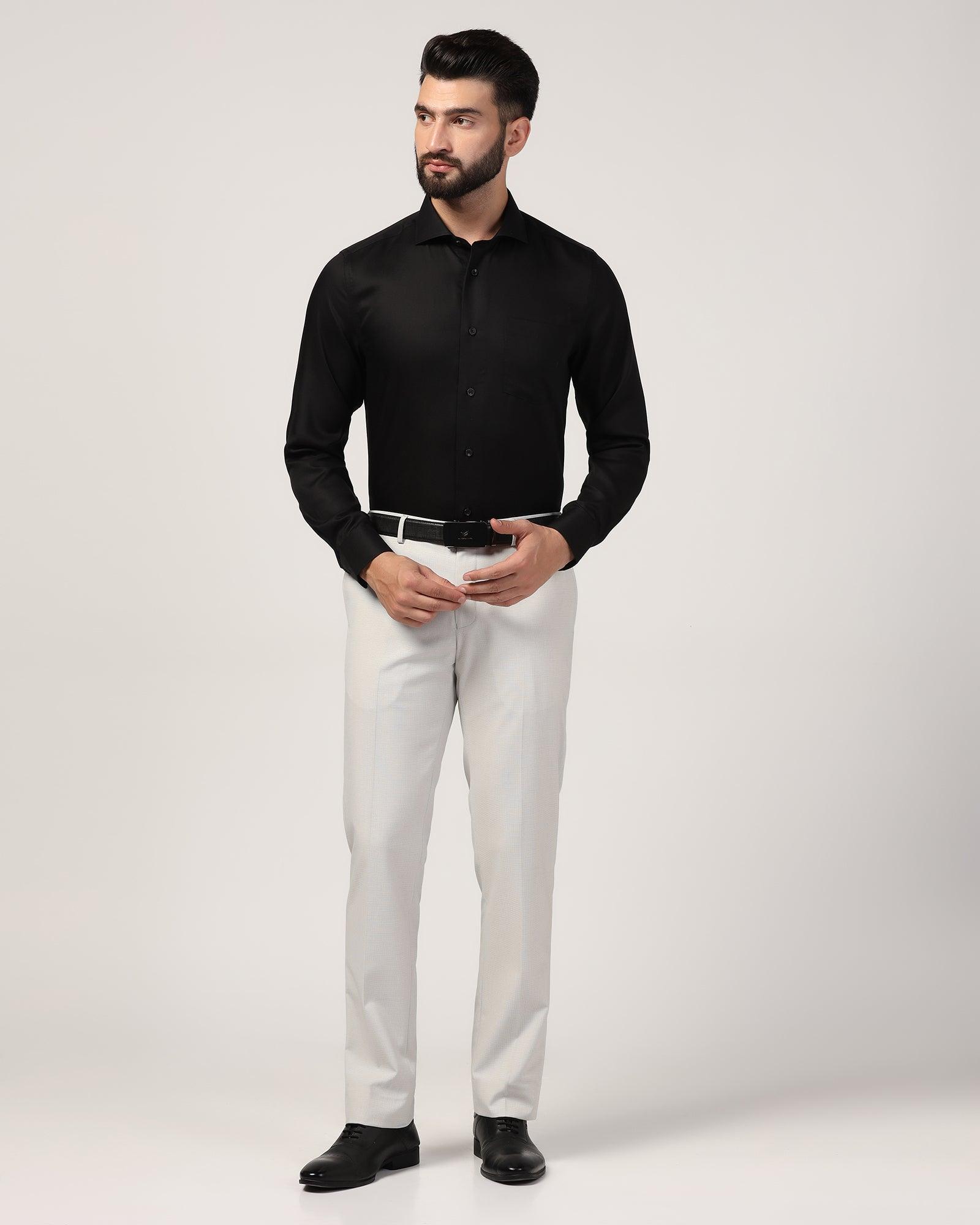 Formal Black Textured Shirt - Wager - Blackberrys
