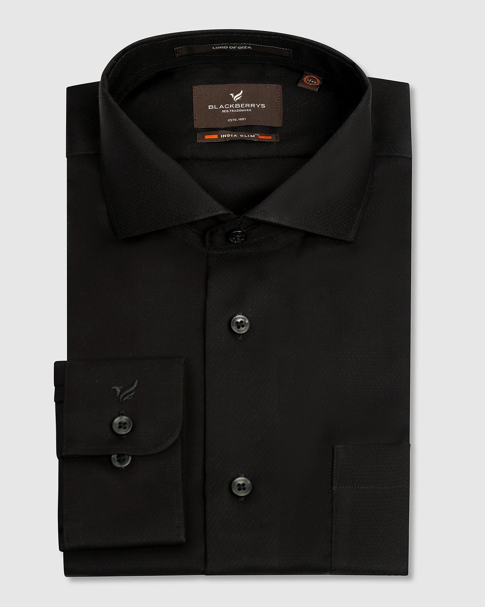 Formal Black Textured Shirt - Wager - Blackberrys
