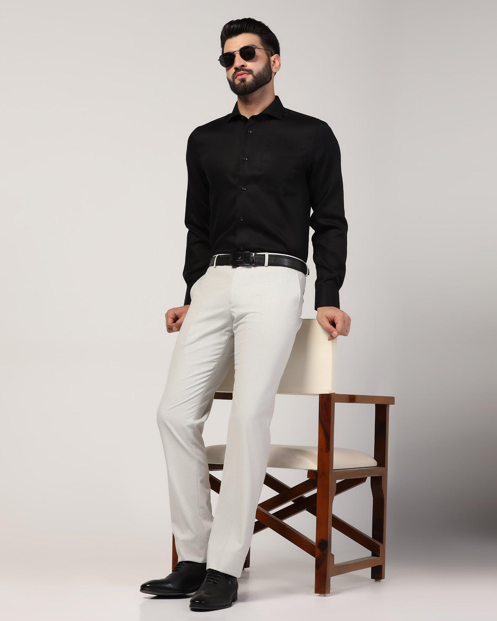 Formal Black Textured Shirt - Wager - Blackberrys