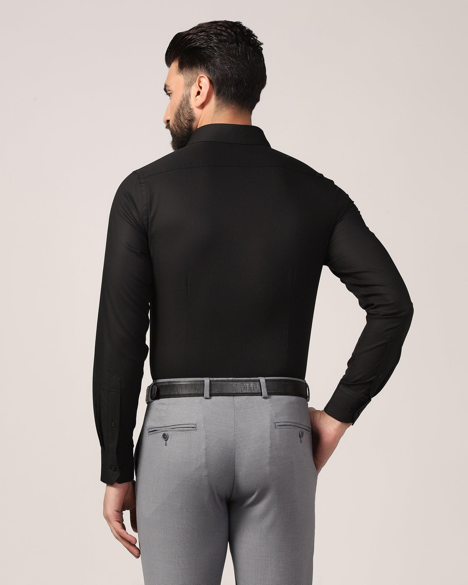 Formal Black Textured Shirt - Warren - Blackberrys