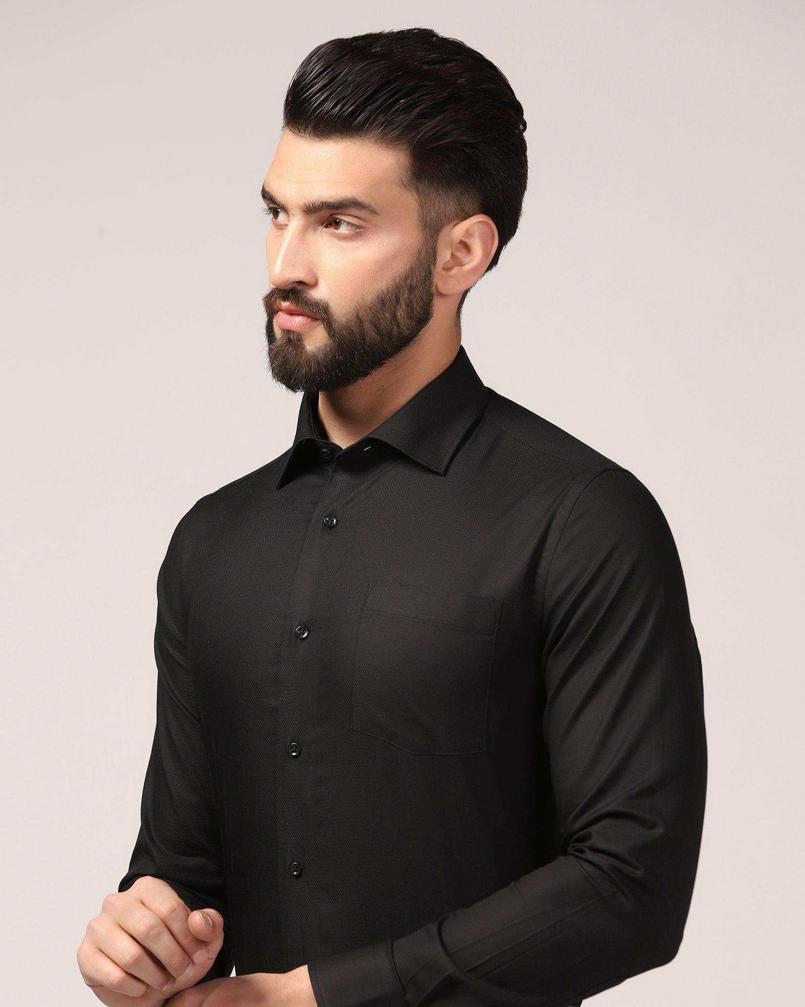 Formal Black Textured Shirt - Warren - Blackberrys