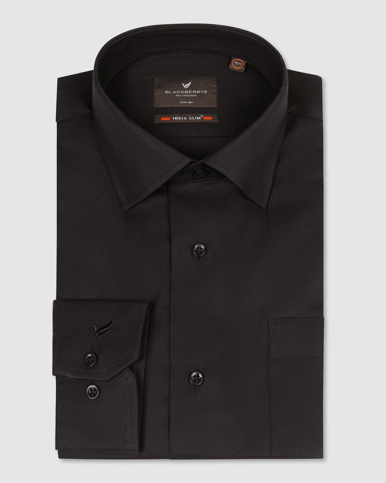 Formal Black Textured Shirt - Warren - Blackberrys