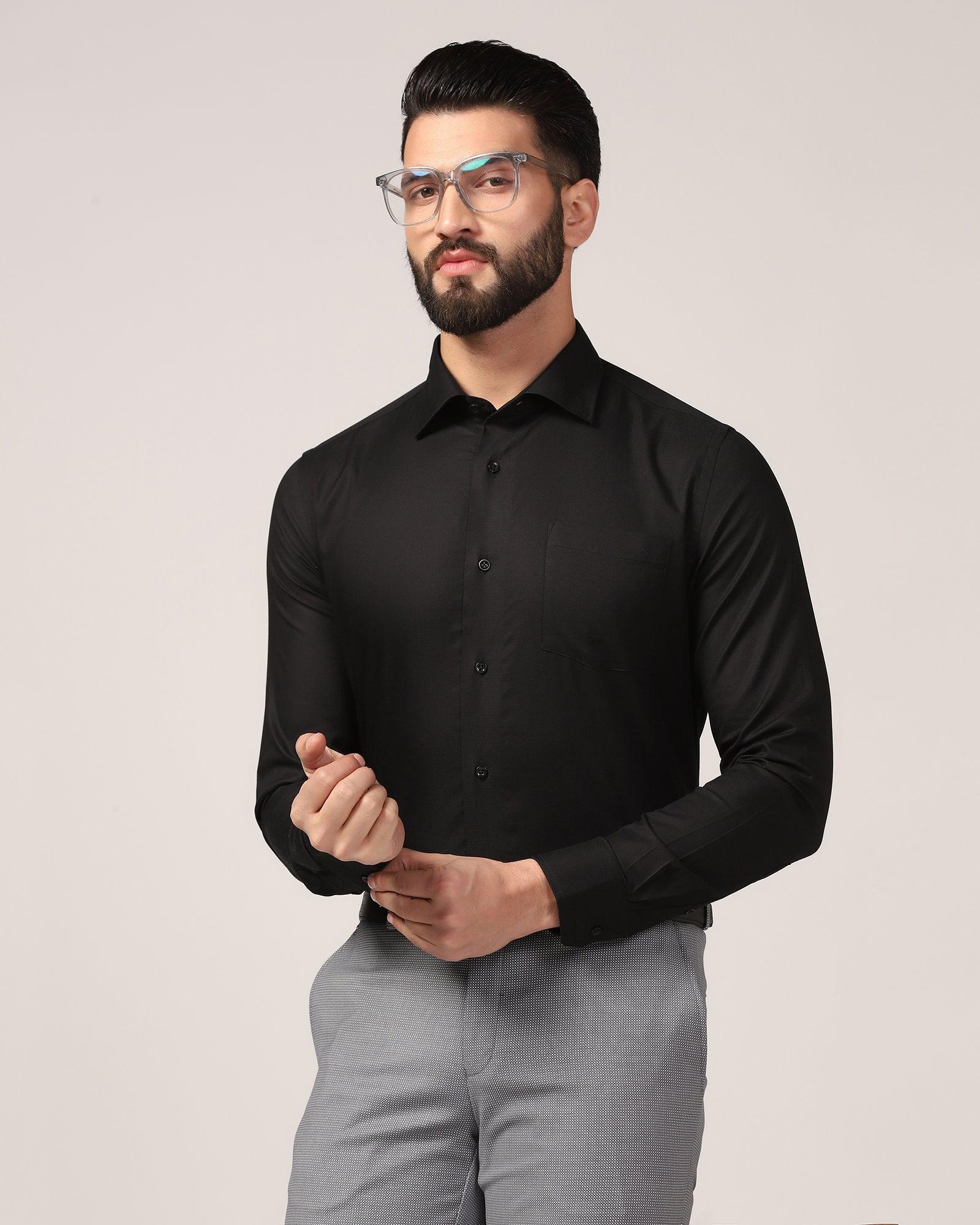 Formal Black Textured Shirt - Warren - Blackberrys