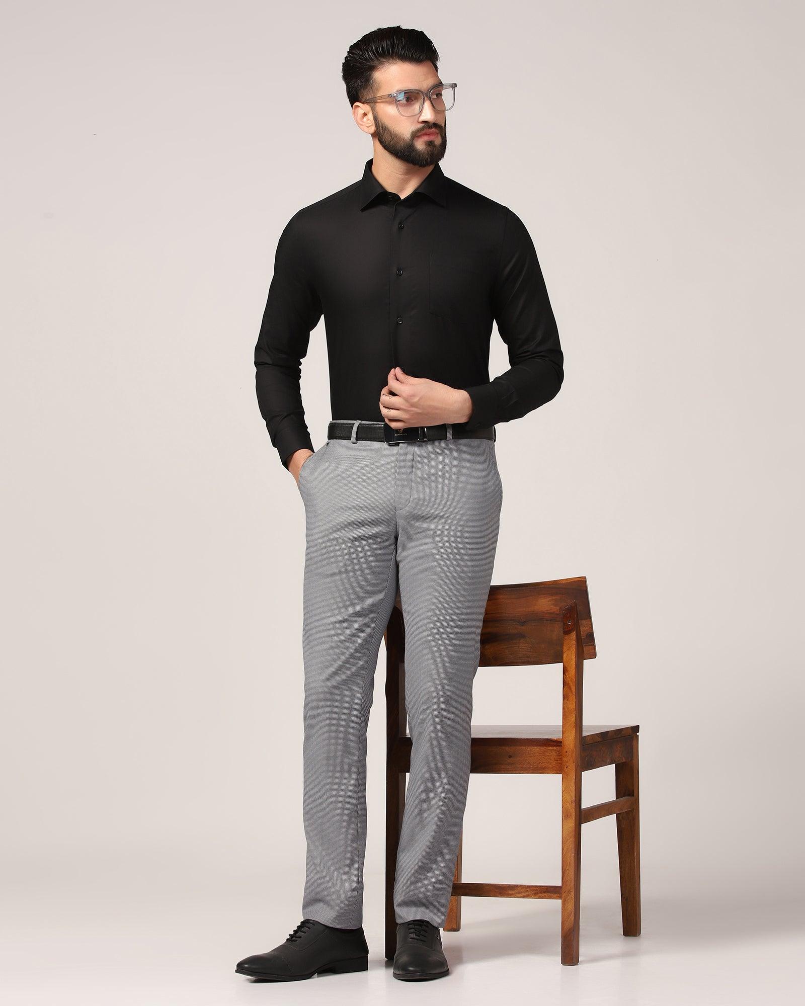 Formal Black Textured Shirt - Warren - Blackberrys