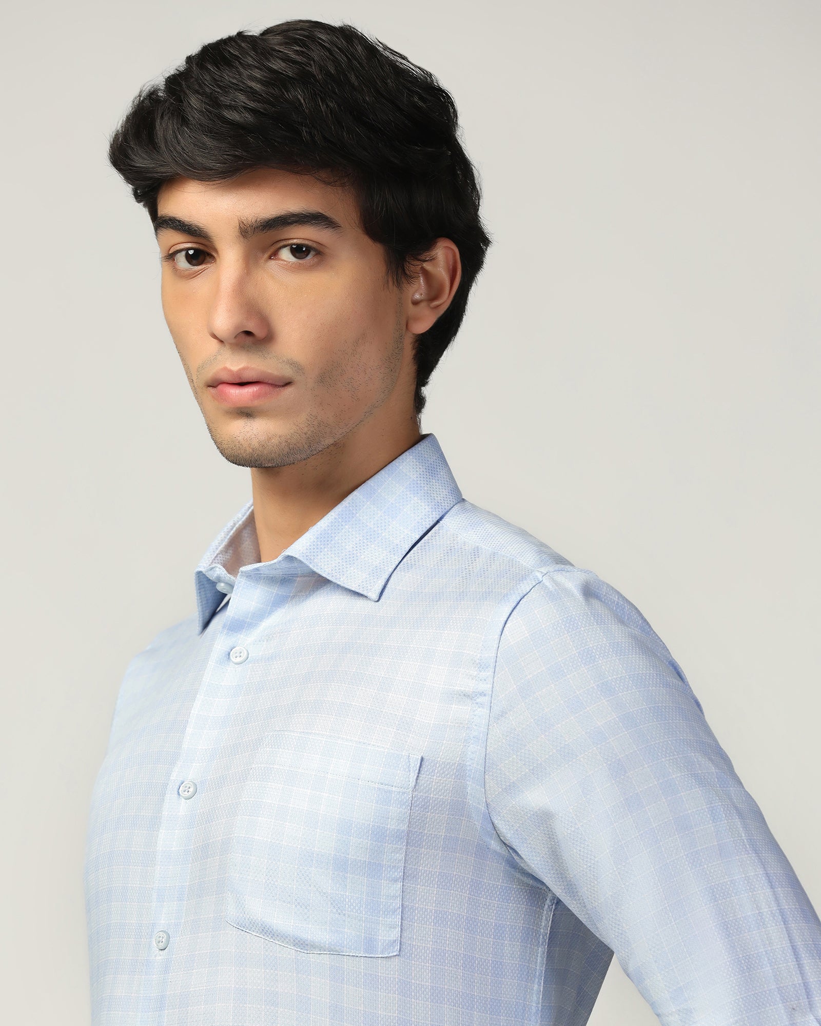 Formal Blue Check Shirt - Bacon