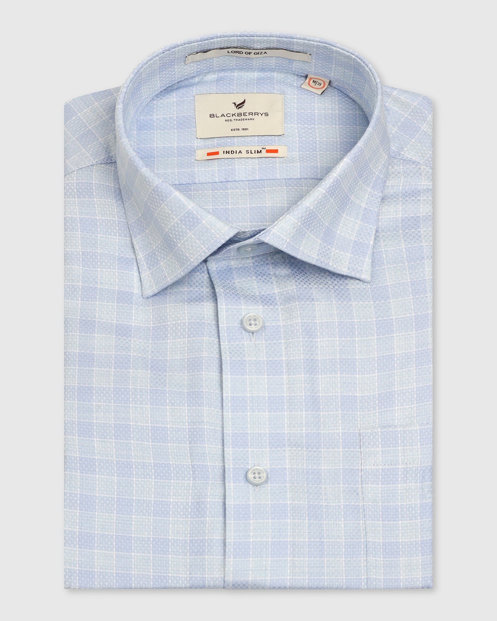 Formal Blue Check Shirt - Bacon