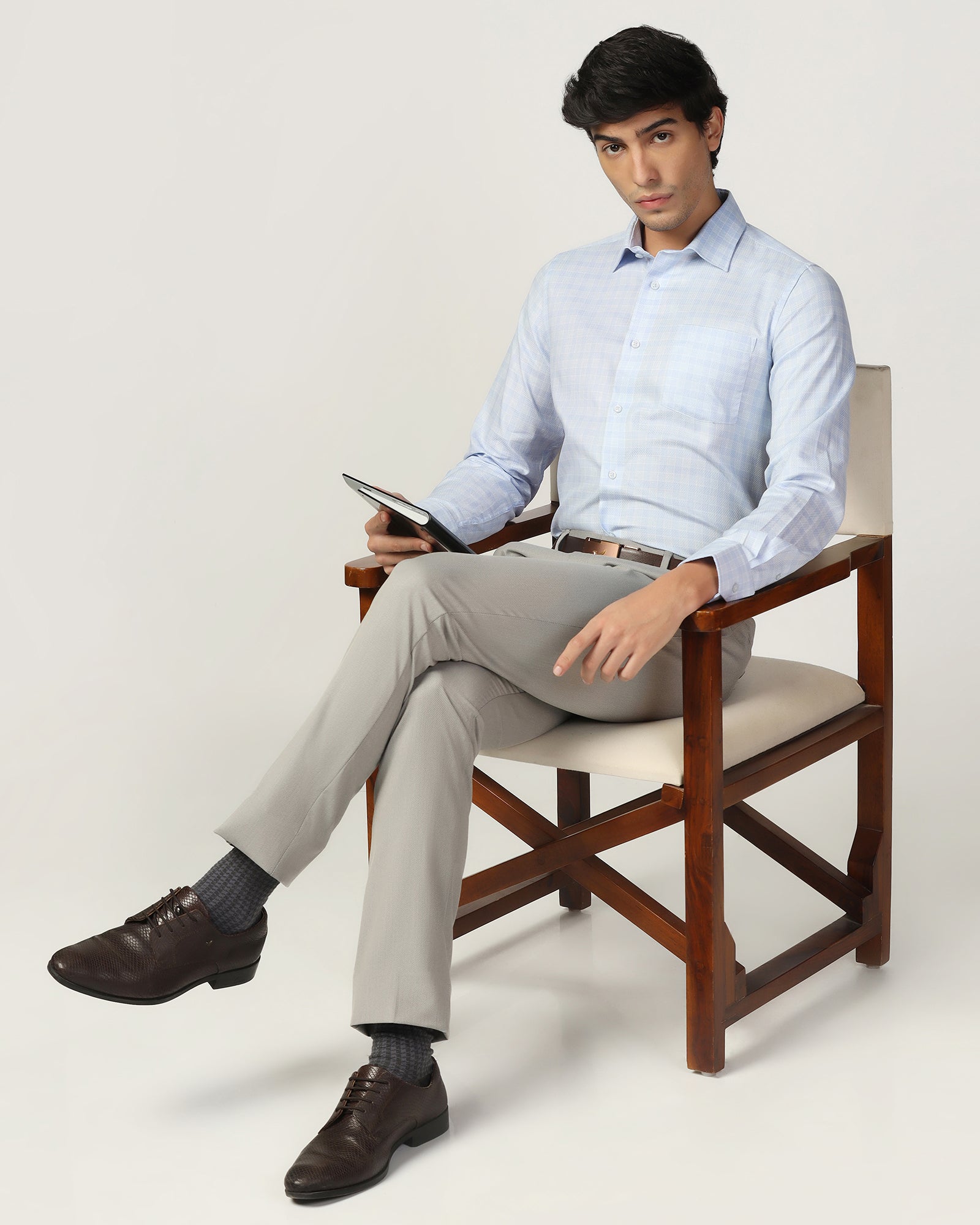 Formal Blue Check Shirt - Bacon